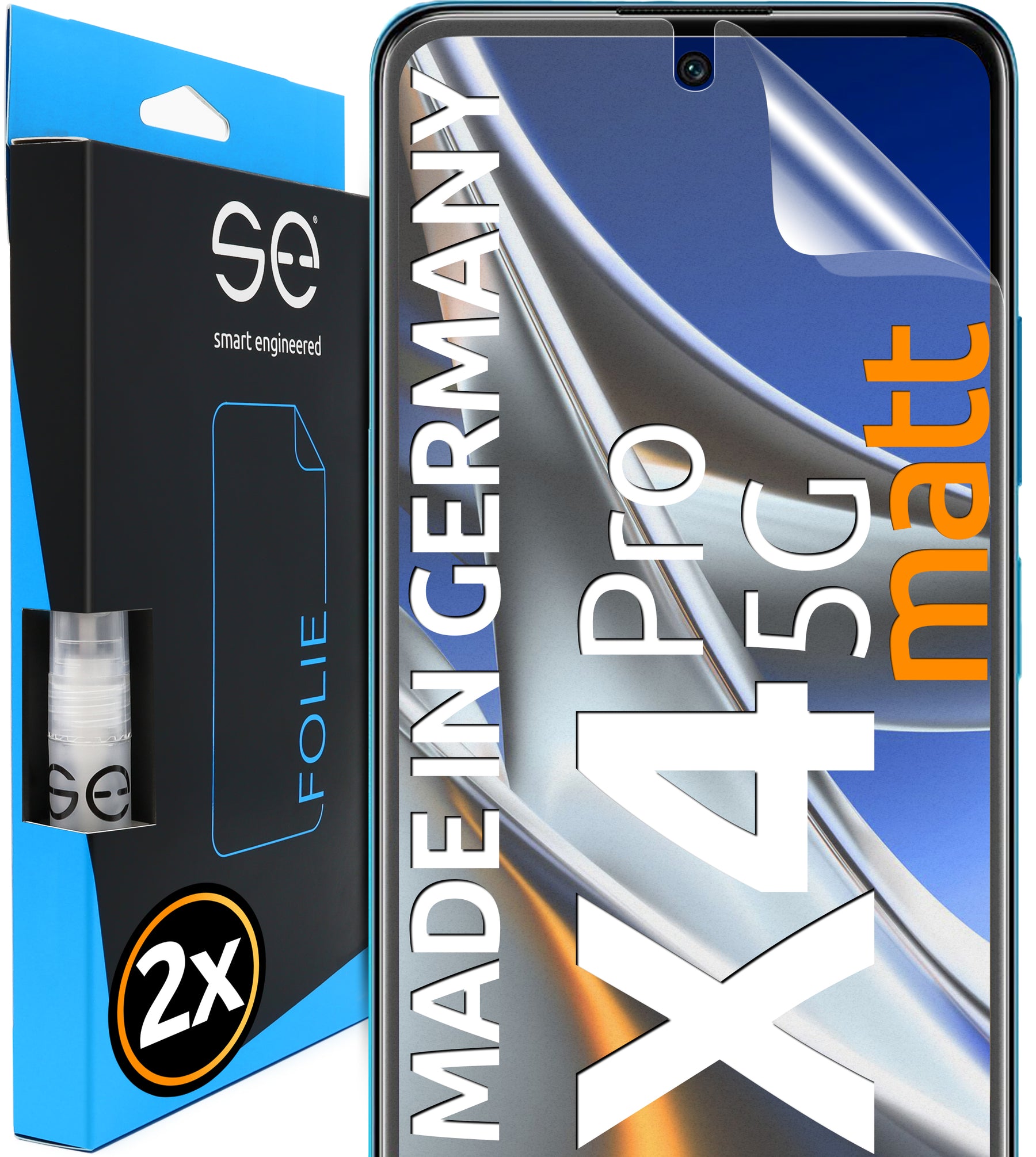 2x se® 3D Screen Protector for the Xiaomi Poco X4 Pro 5G (Transparent, Matte or Privacy)