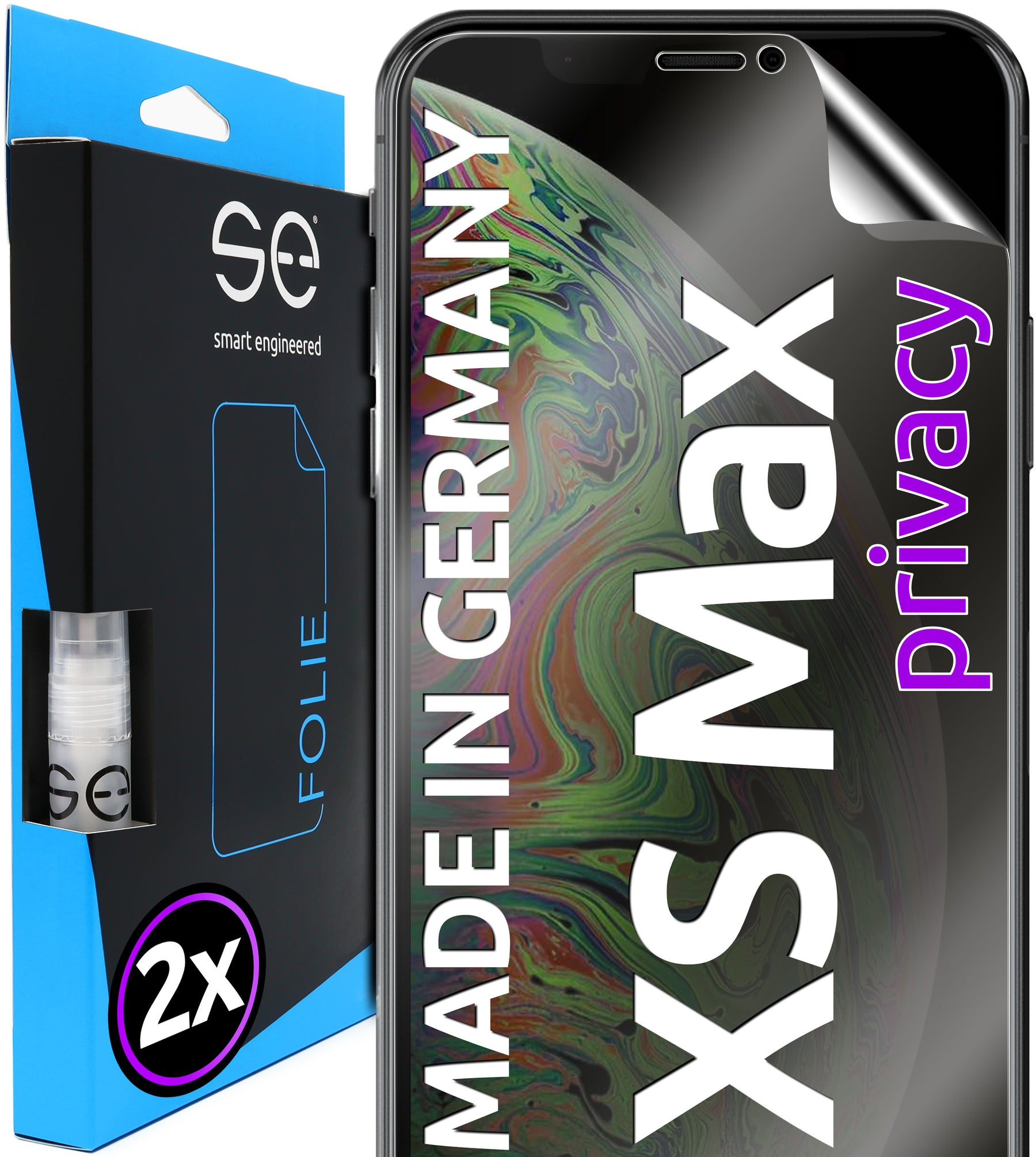 2x 3D protective film for the Apple iPhone X series (transparent, matte or privacy)