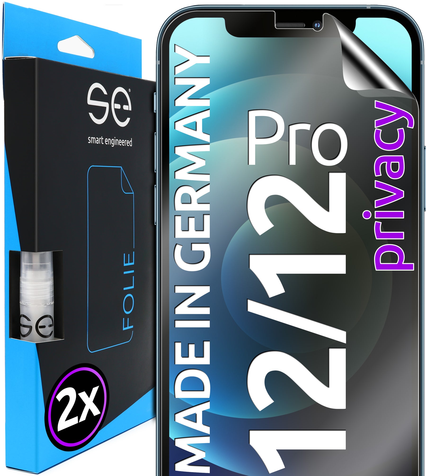 2x 3D Screen Protector for the Apple iPhone 12 Series (Transparent, Matte or Privacy)
