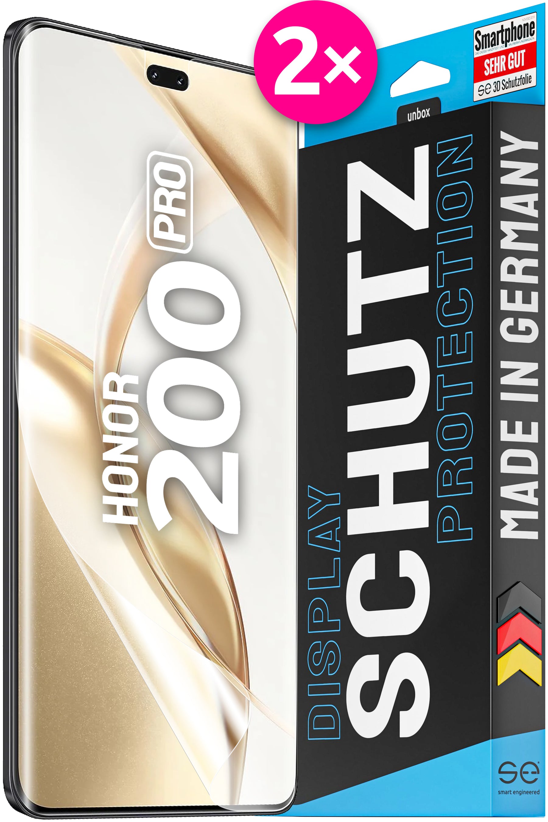 2x 3D protective film for the HONOR 200 series (transparent or matte)