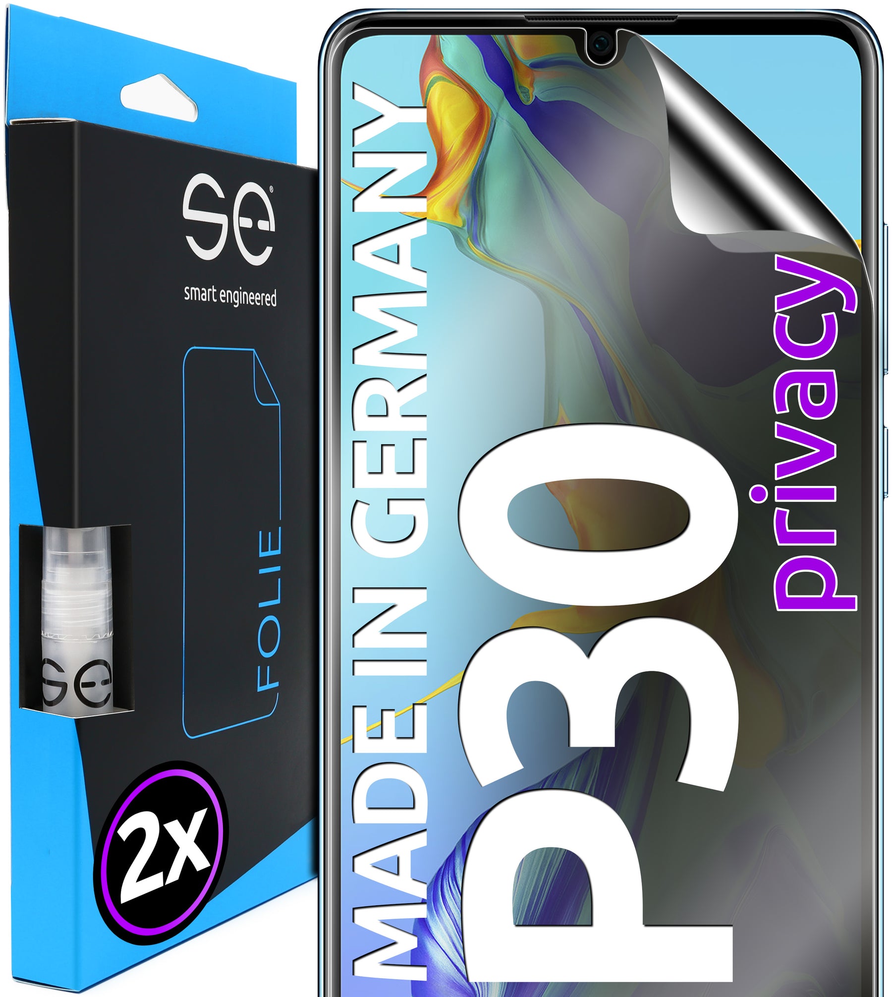 2x 3D protective film for the Huawei P30 series (transparent or matte)
