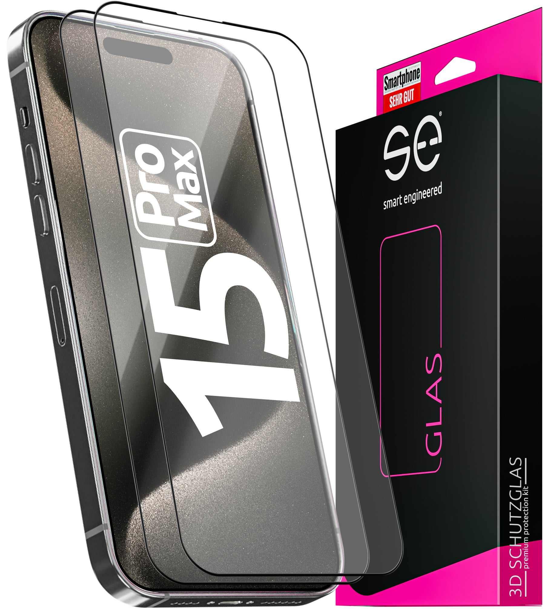2x se® 3D tempered glass Apple iPhone 15 Pro Max