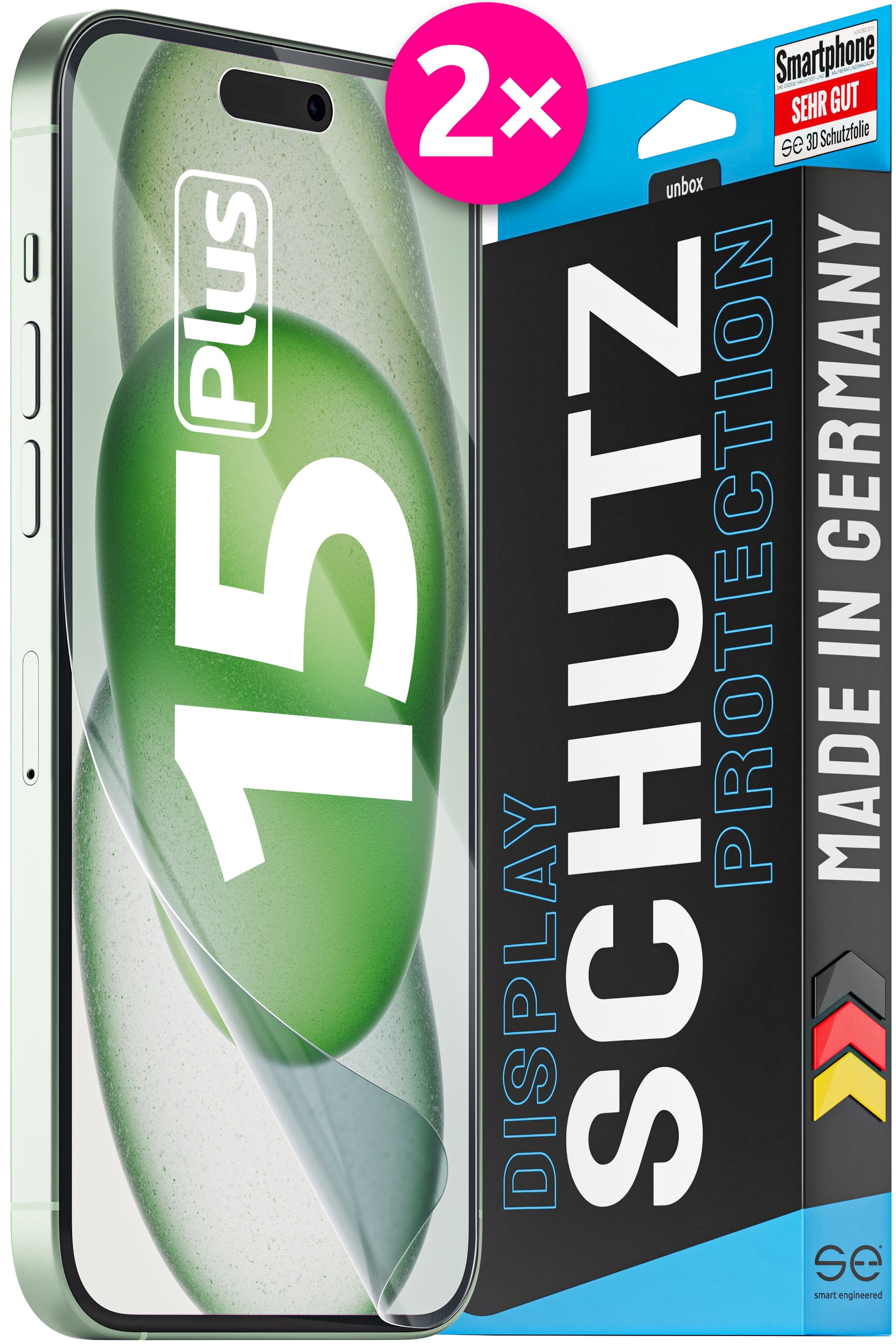 2x 3D Schutzfolie für die Apple iPhone 15 Serie (Transparent, Matt oder Privacy)