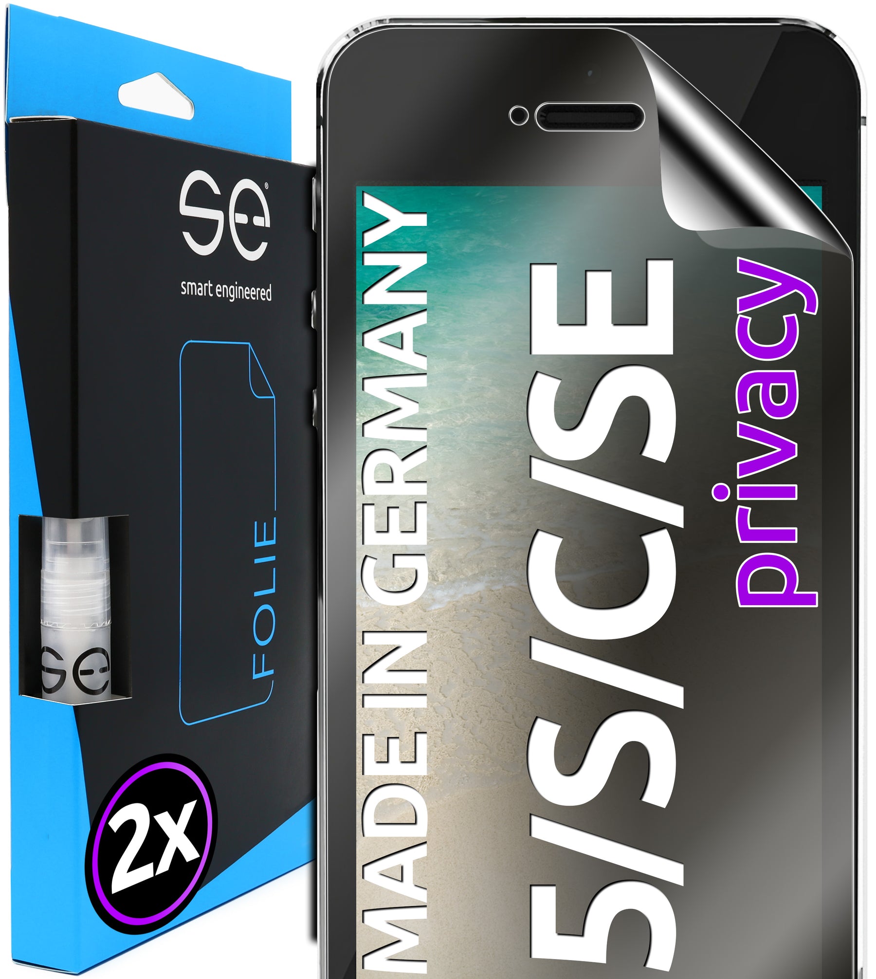 2x 3D Screen Protector for iPhone 5/5S/5C/SE 2016 (Transparent, Matte or Privacy)