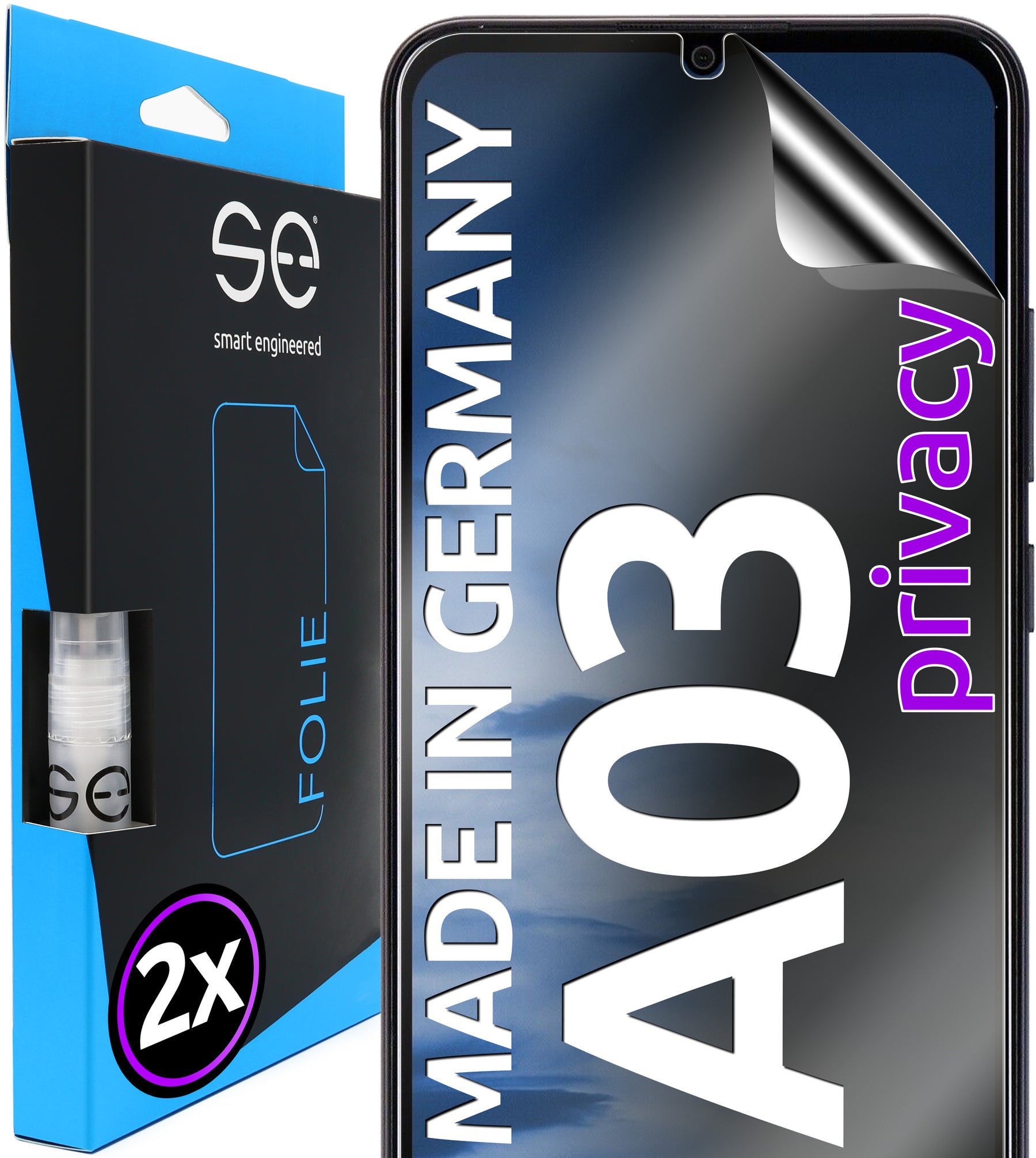 2x se® 3D Screen Protector for the Samsung Galaxy A03 (Transparent, Matte or Privacy)