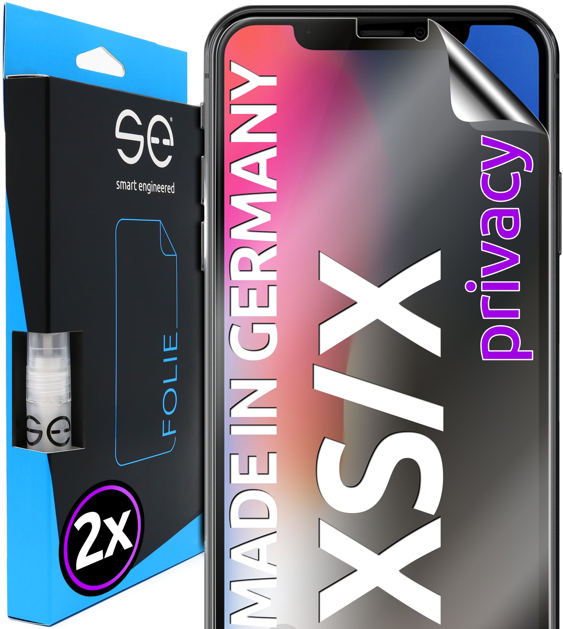2x 3D protective film for the Apple iPhone X series (transparent, matte or privacy)