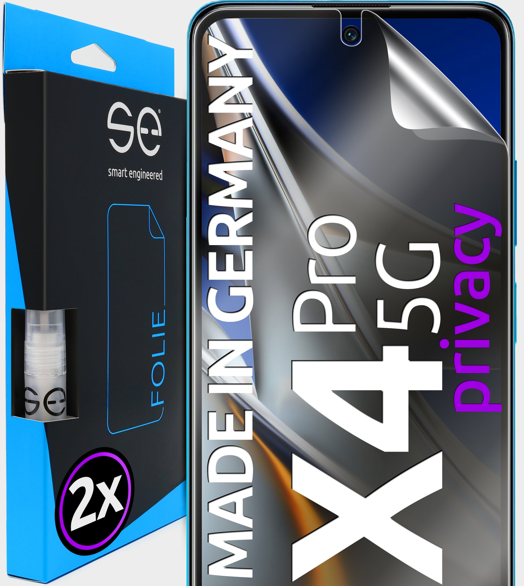 2x se® 3D Screen Protector for the Xiaomi Poco X4 Pro 5G (Transparent, Matte or Privacy)