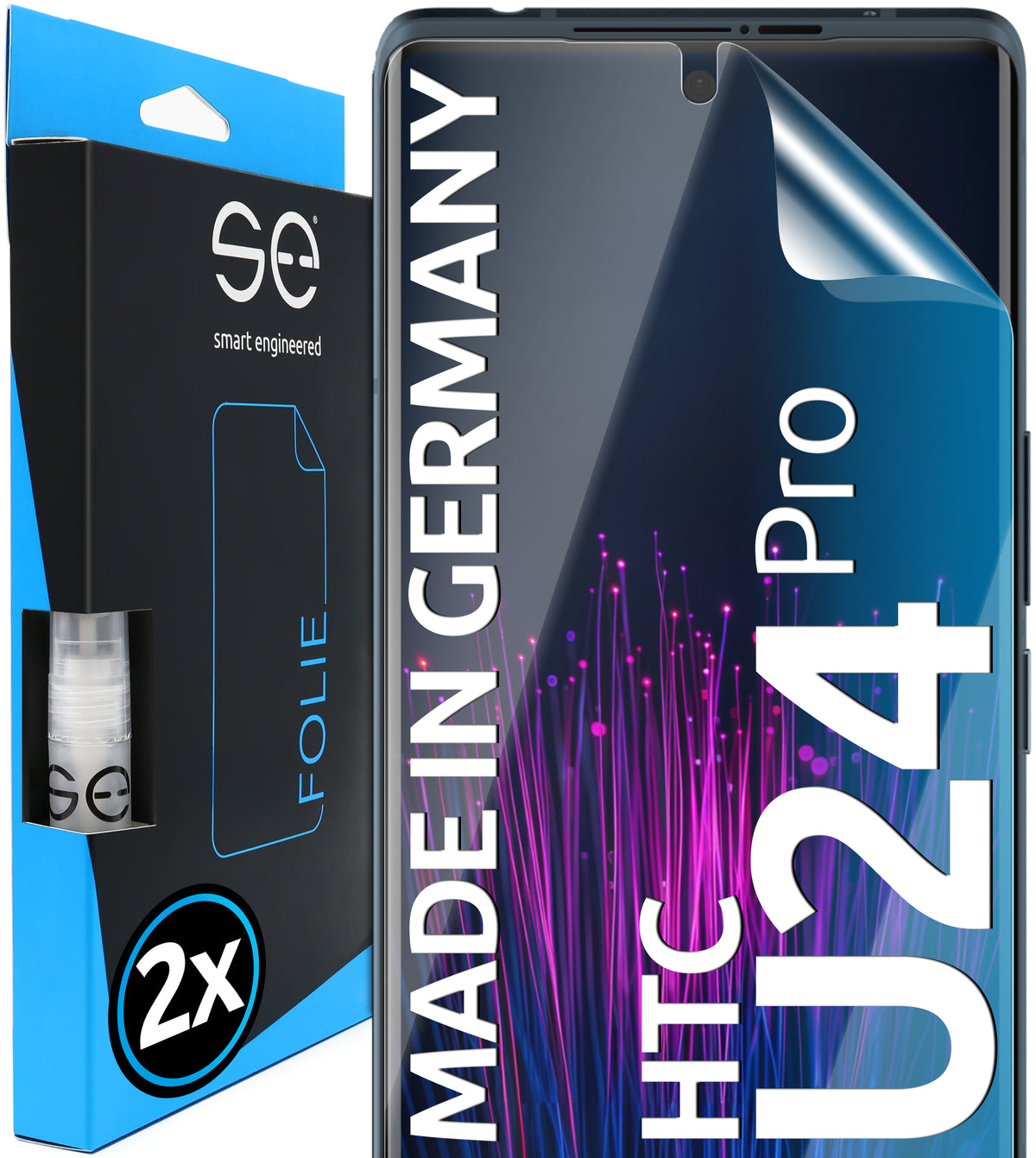 2x 3D protective film for the HTC U24 Pro (transparent or matte)