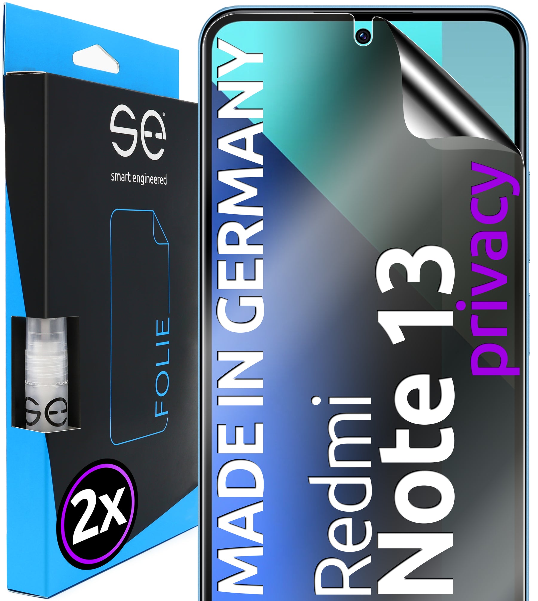 2x se® 3D Screen Protector for the Xiaomi Redmi Note 13 series (Transparent, Matte or Privacy)