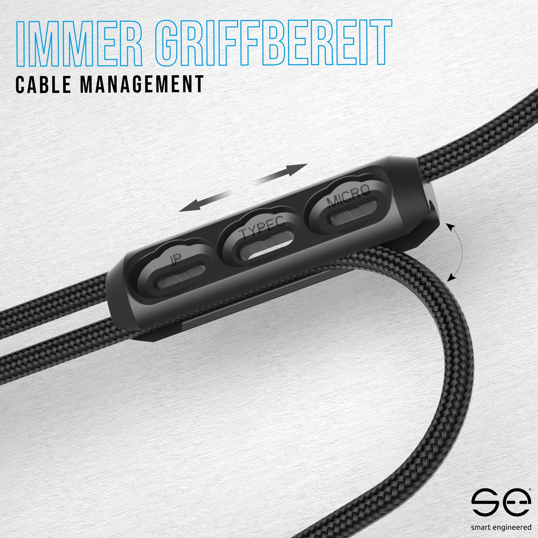 se® SNAPFLEX PlugPod mit USB-C, Lightning & Micro-USB Magnet-Adapter für SNAPFLEX Magnetkabel