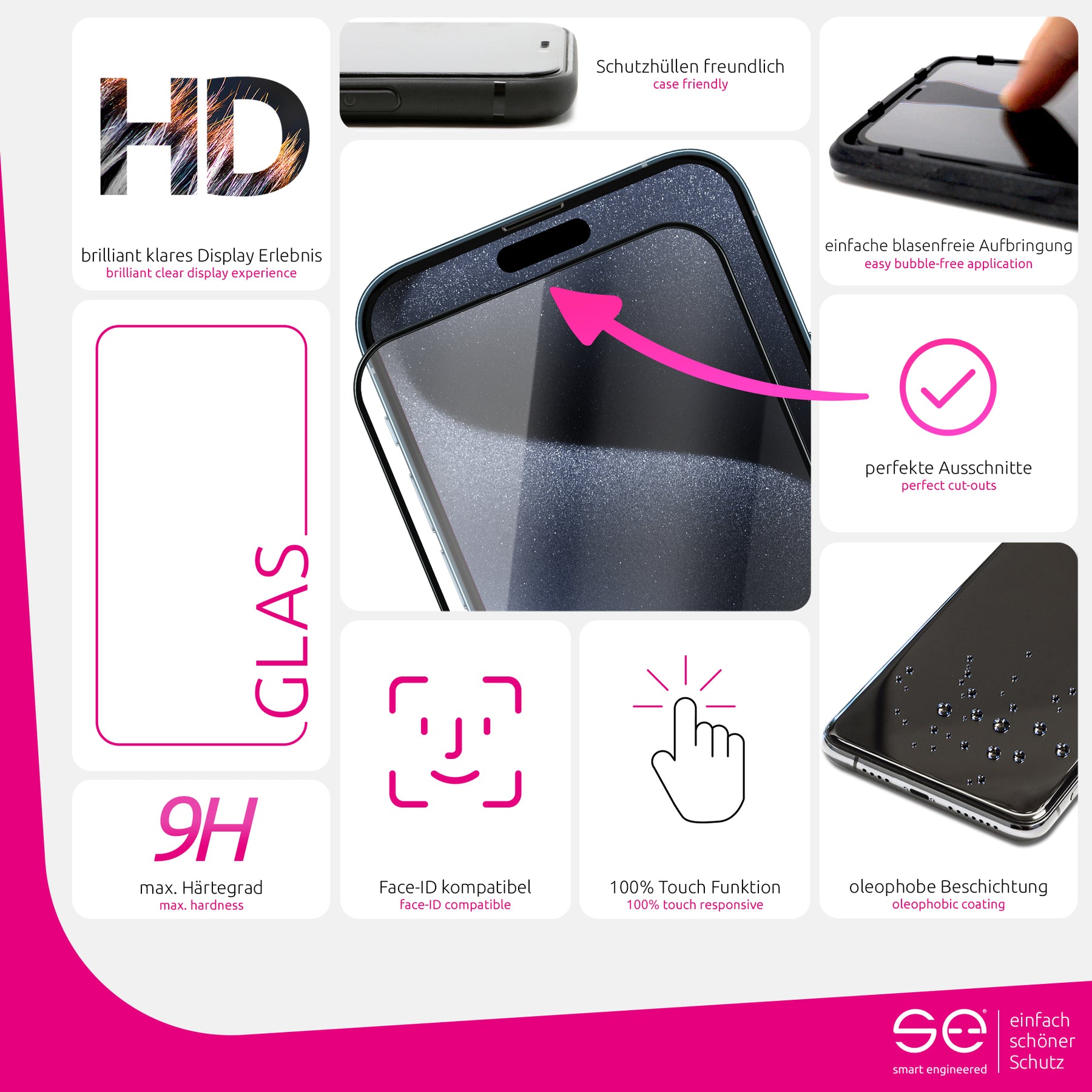 2x se® 3D protective glass Apple iPhone 15 Pro