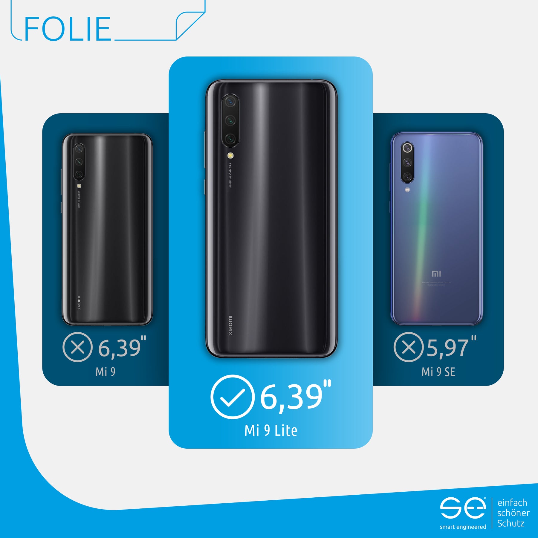 Schutzfolie Rückseite Xiaomi Mi 9 Lite