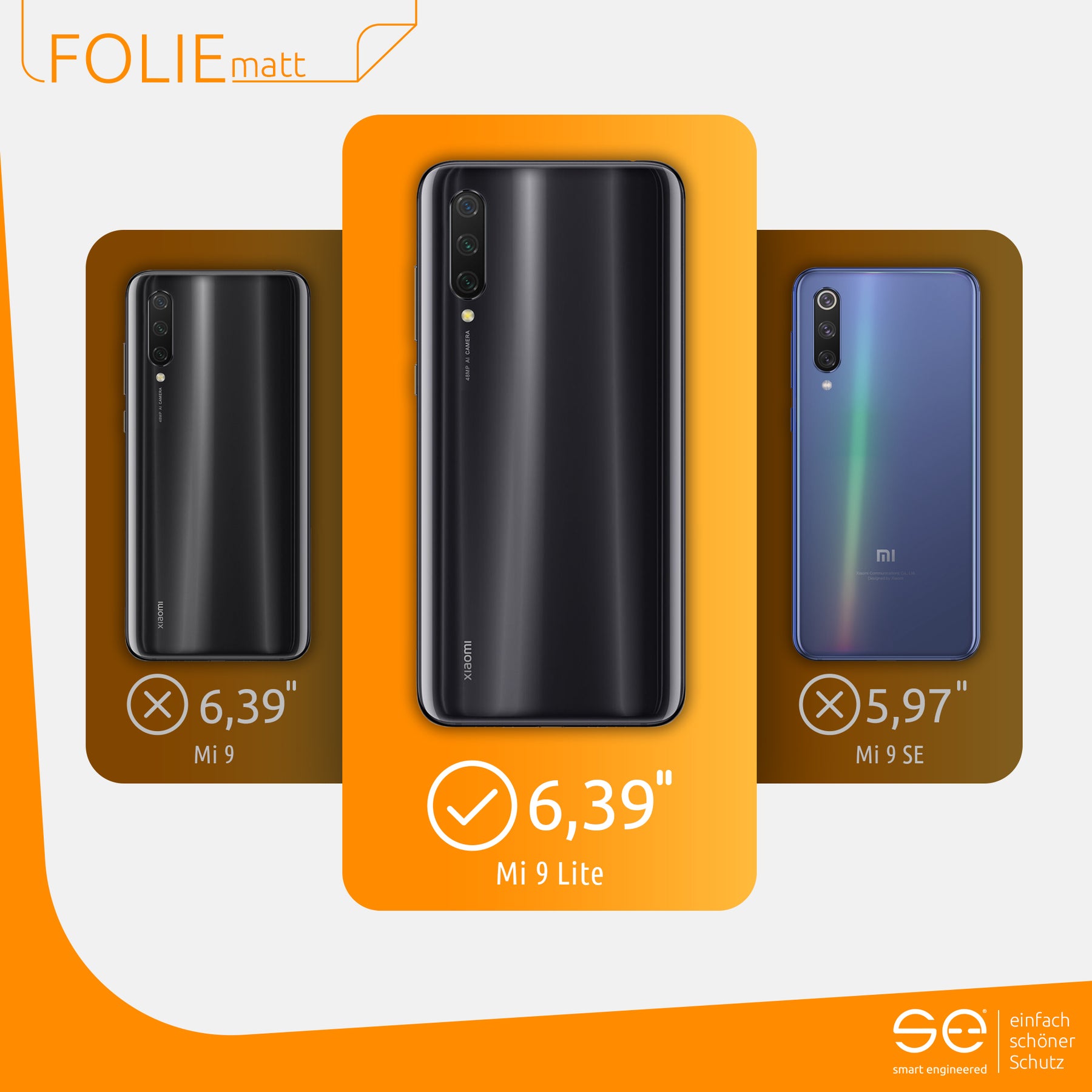 Matte Schutzfolie Rückseite Xiaomi Mi 9 Lite