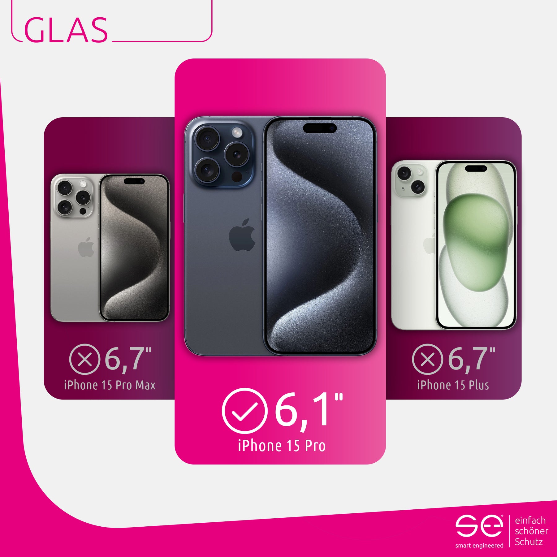 2x se® 3D protective glass Apple iPhone 15 Pro