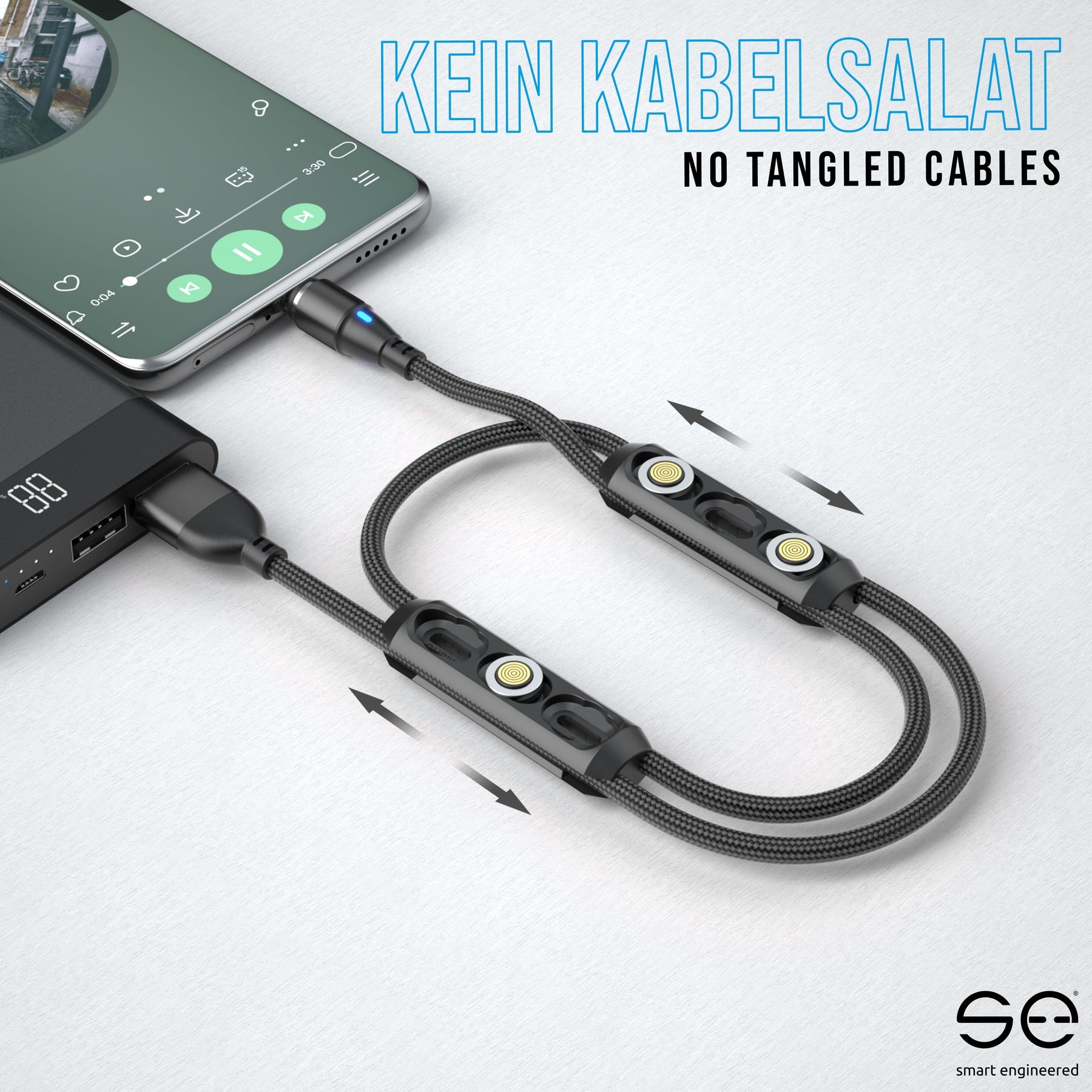 se® SNAPFLEX PlugPod mit USB-C, Lightning & Micro-USB Magnet-Adapter für SNAPFLEX Magnetkabel