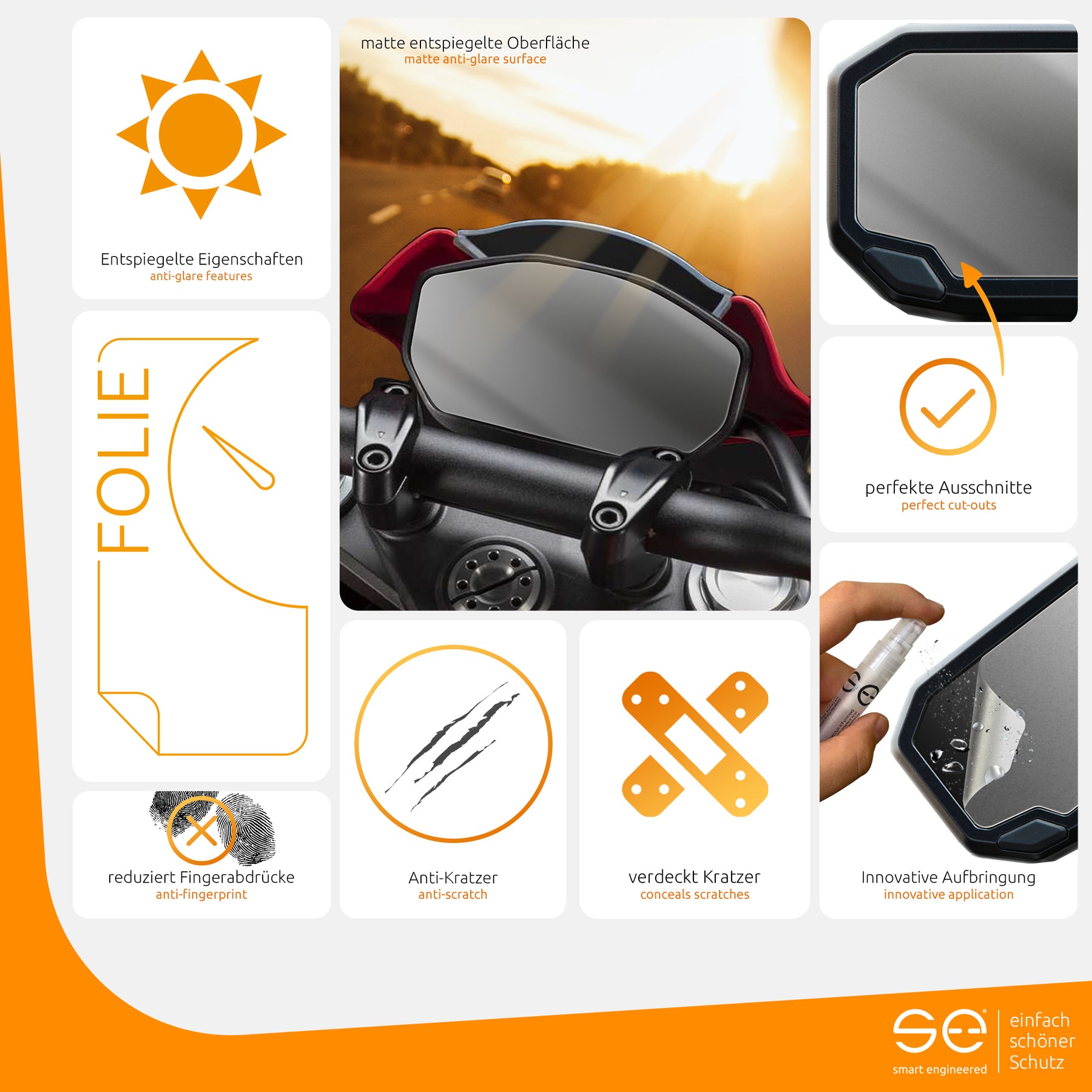 2x se® 3D protective film (anti-reflective) Honda CMX 1100 Rebel Cockpit