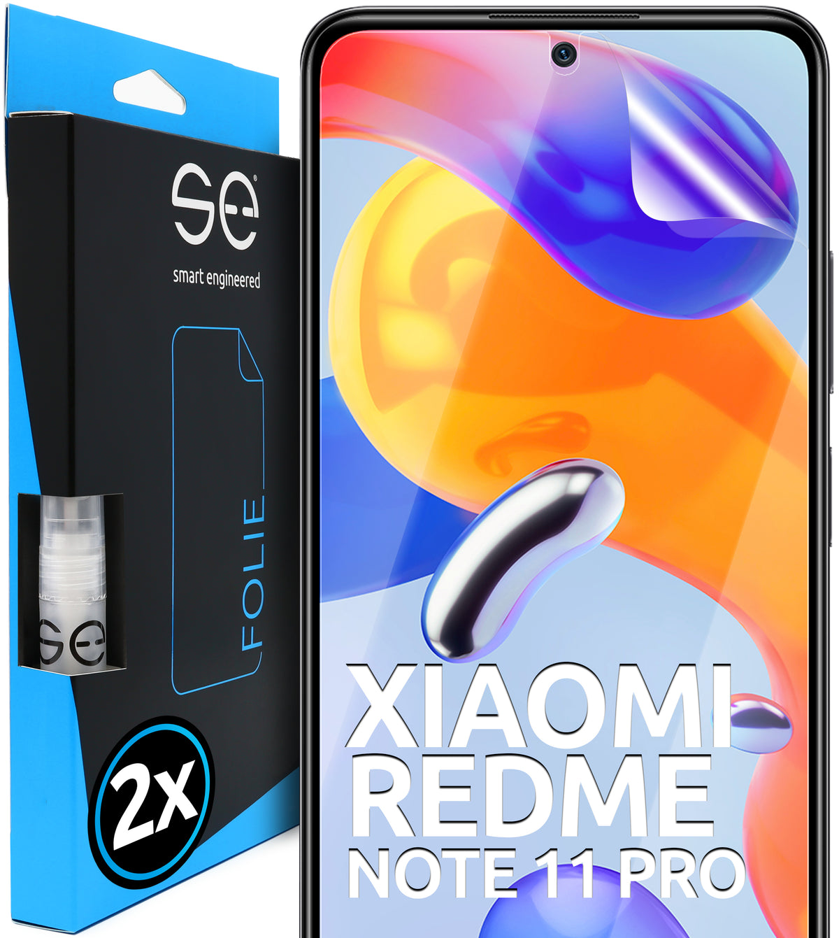 2x se® 3D Screen Protector for the Xiaomi Redmi Note 11 series (Transparent, Matte or Privacy)