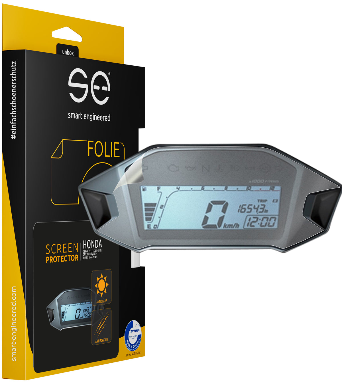 2x se® 3D Schutzfolie (entspiegelt) Honda CBR500 R / F / X (2013-2017) / CRF250 L / Rally 2017+ / MSX125 Grom 2014+ Cockpit