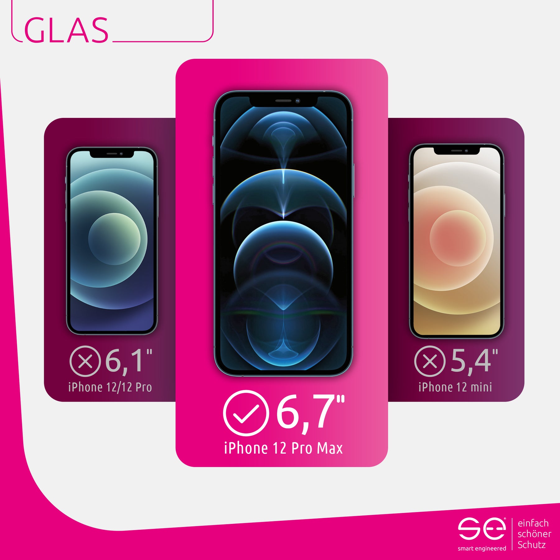 2x se® 3D tempered glass Apple iPhone 12 Pro Max