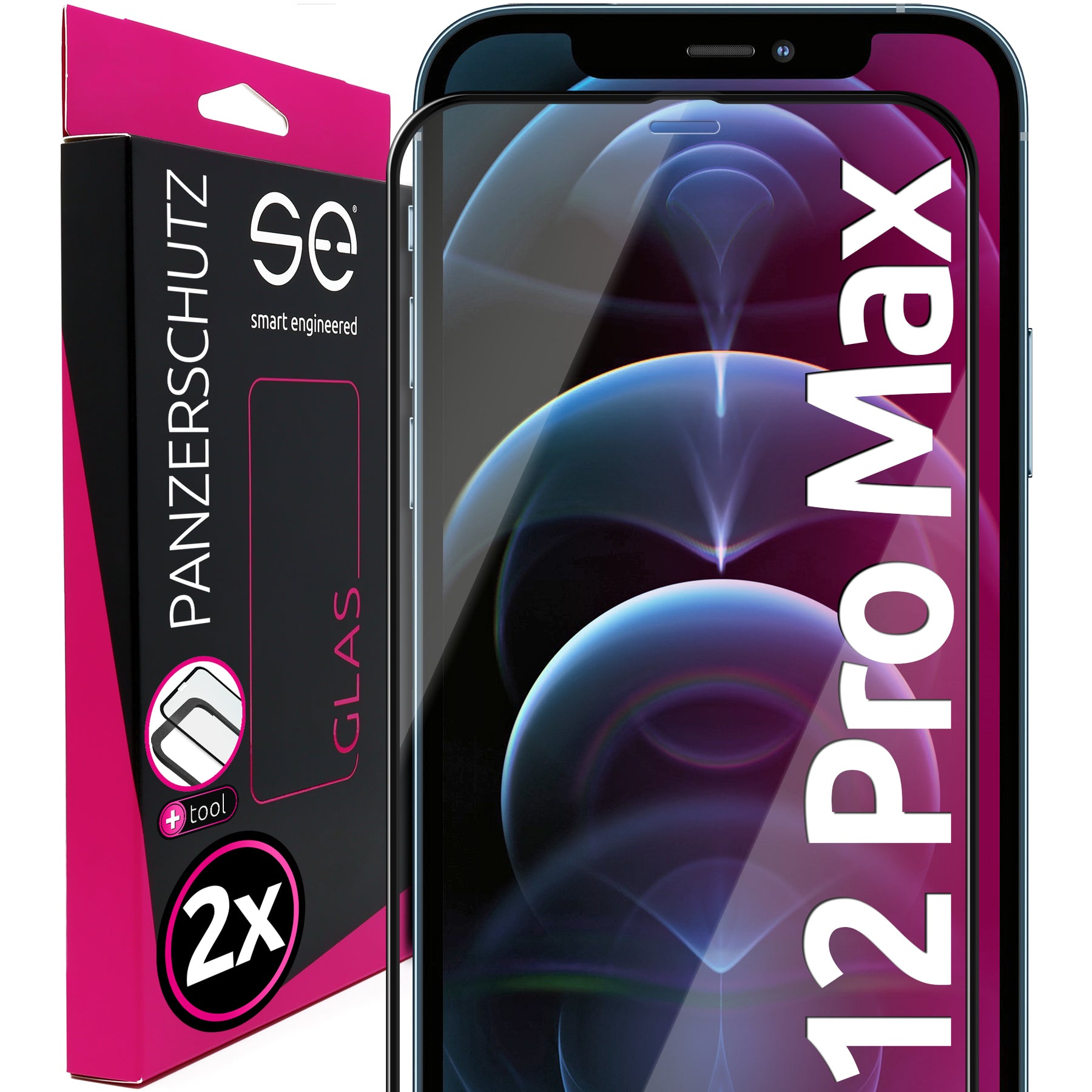 2x se® 3D tempered glass Apple iPhone 12 Pro Max