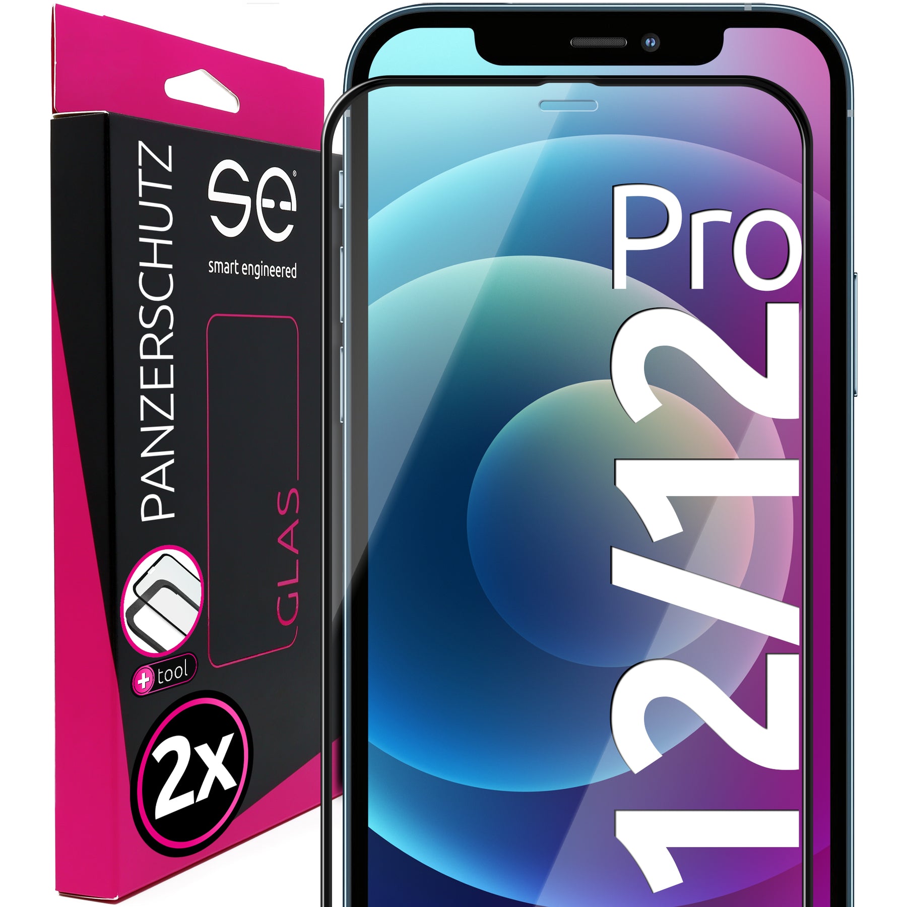2x se® 3D tempered glass Apple iPhone 12 / 12 Pro