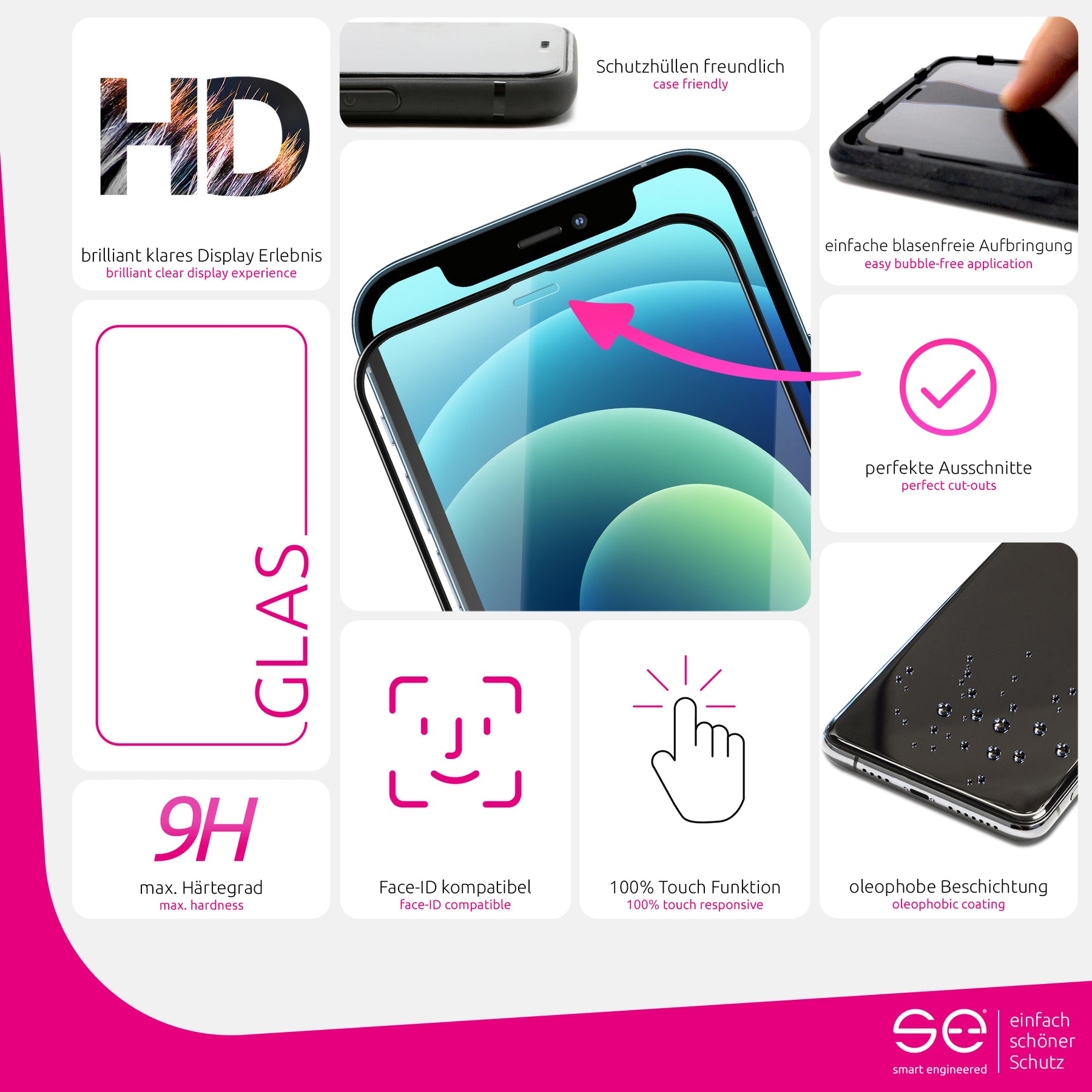 2x se® 3D tempered glass Apple iPhone 12 / 12 Pro