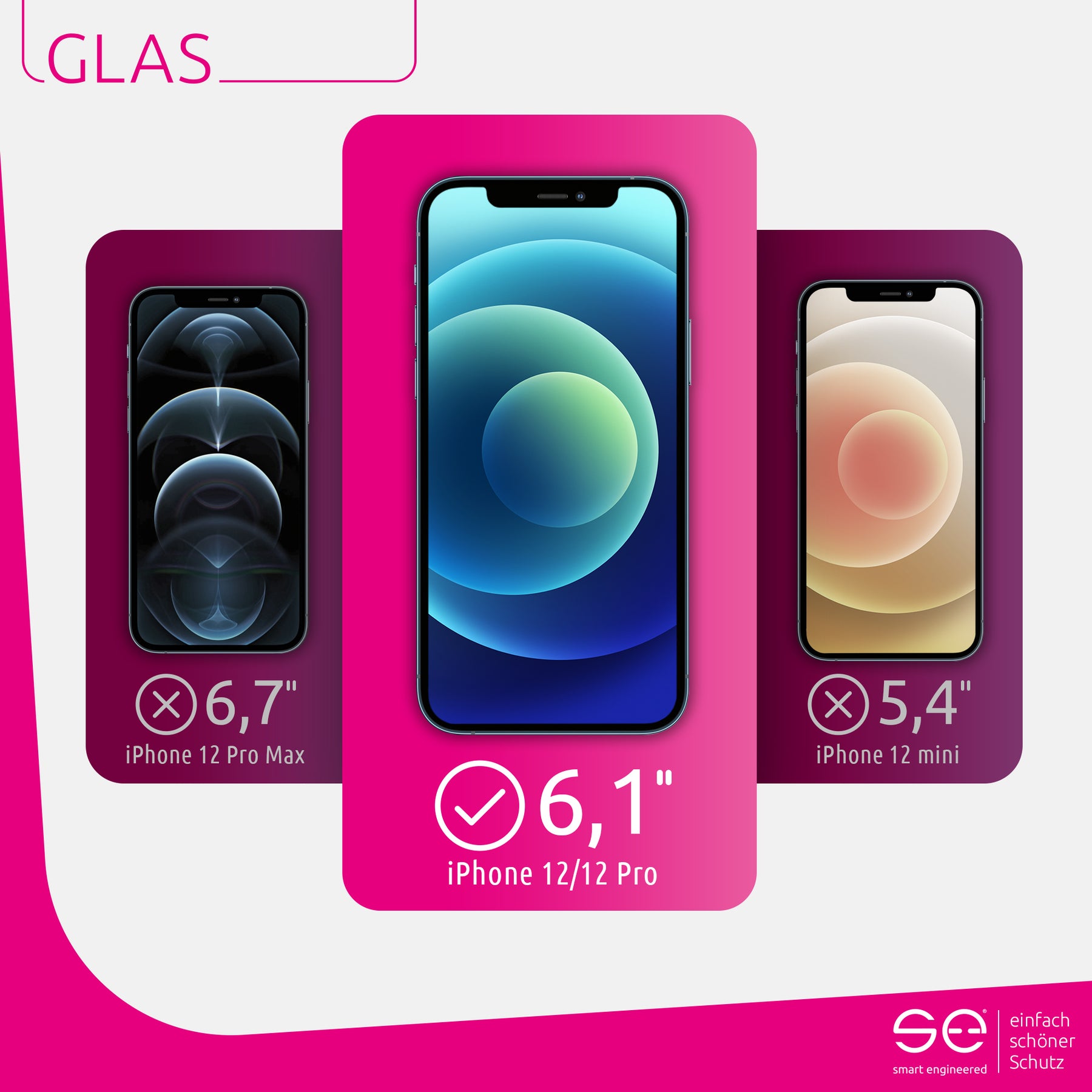 2x se® 3D tempered glass Apple iPhone 12 / 12 Pro