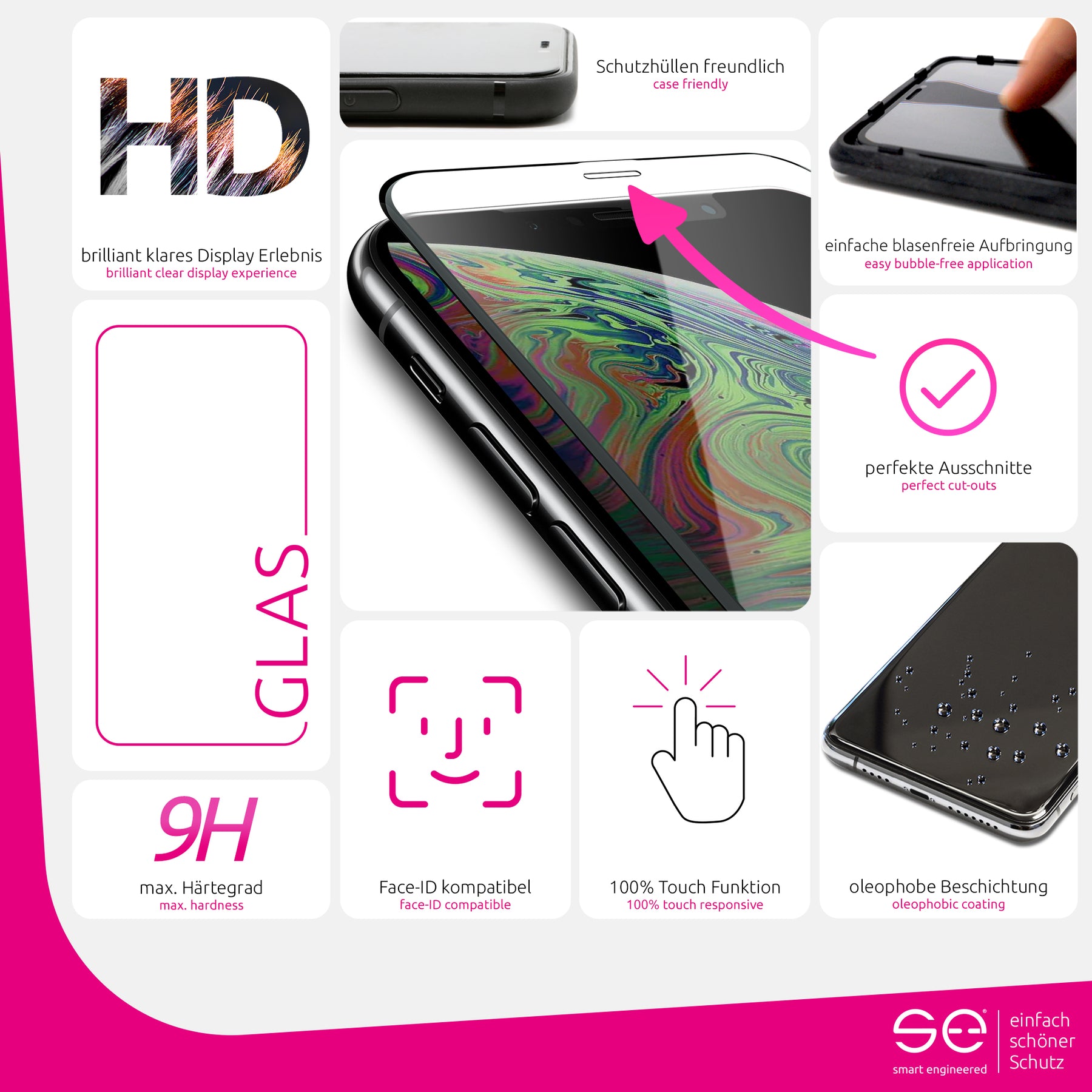 2x se® 3D tempered glass Apple iPhone XS Max