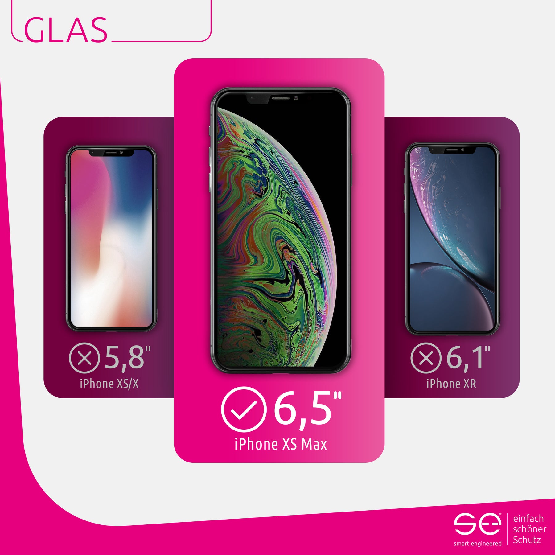 2x se® 3D tempered glass Apple iPhone XS Max
