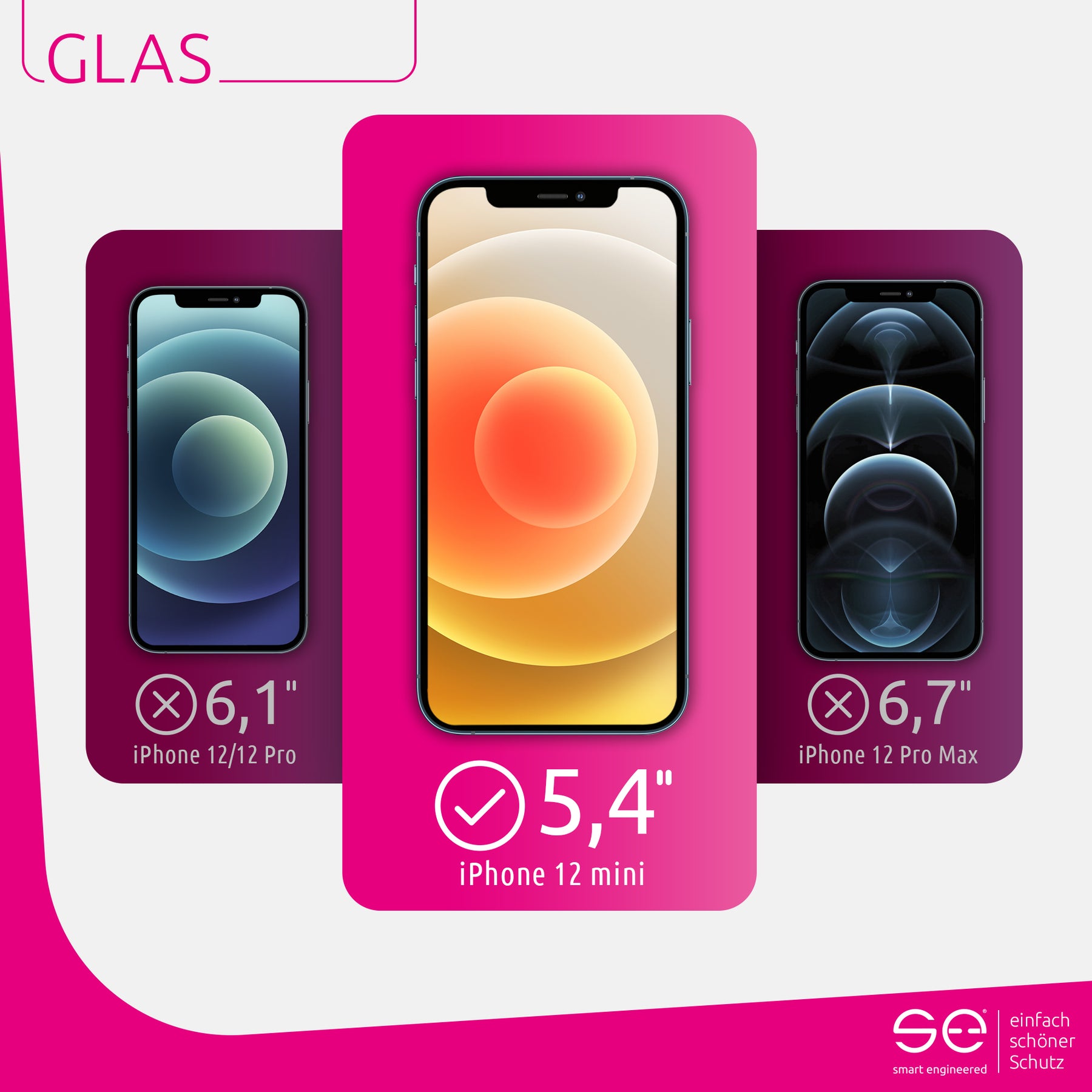 2x se® 3D tempered glass Apple iPhone 12 Mini