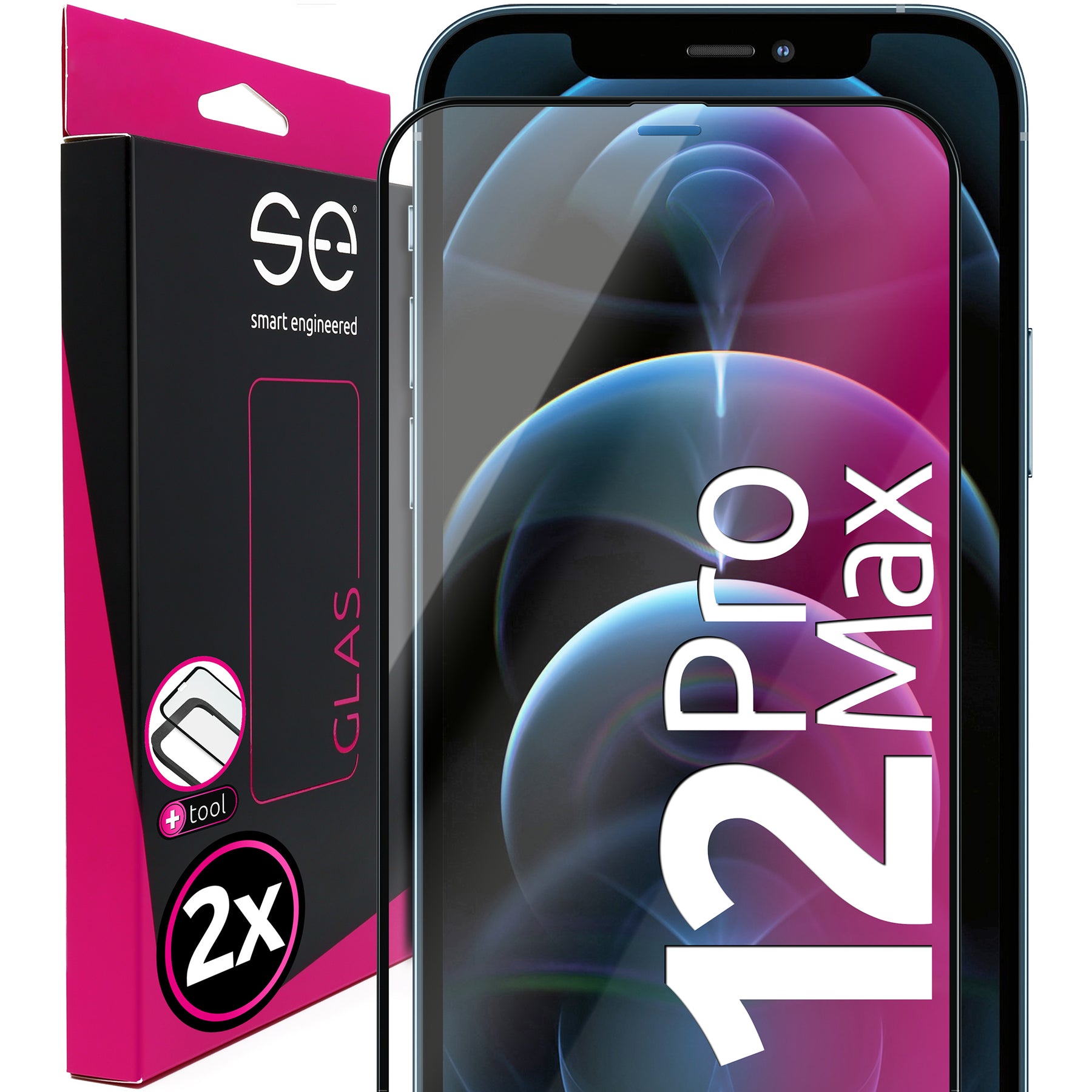 2x se® 3D tempered glass Apple iPhone 12 Pro Max