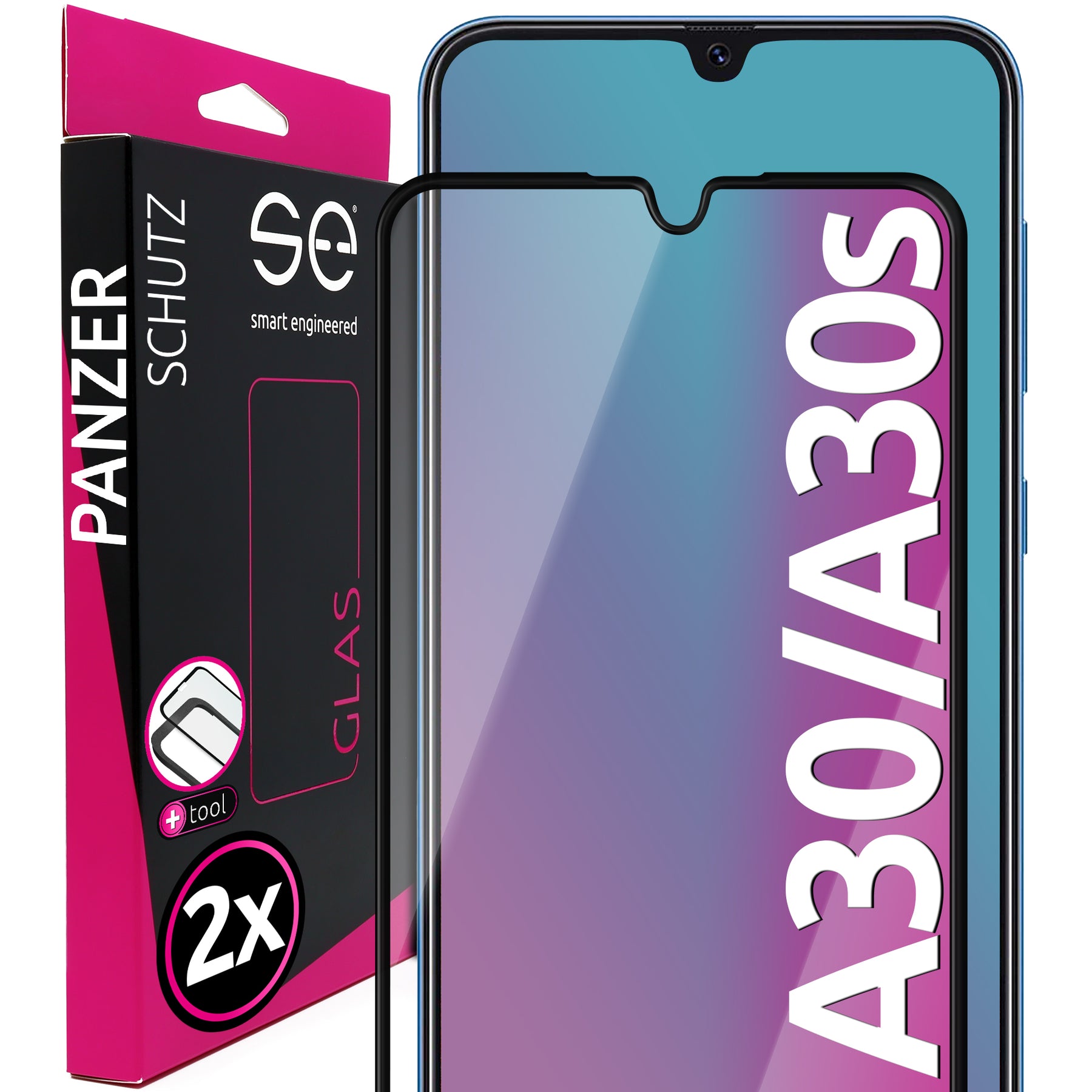 2x se® 3D tempered glass Samsung Galaxy A30, Galaxy A30s
