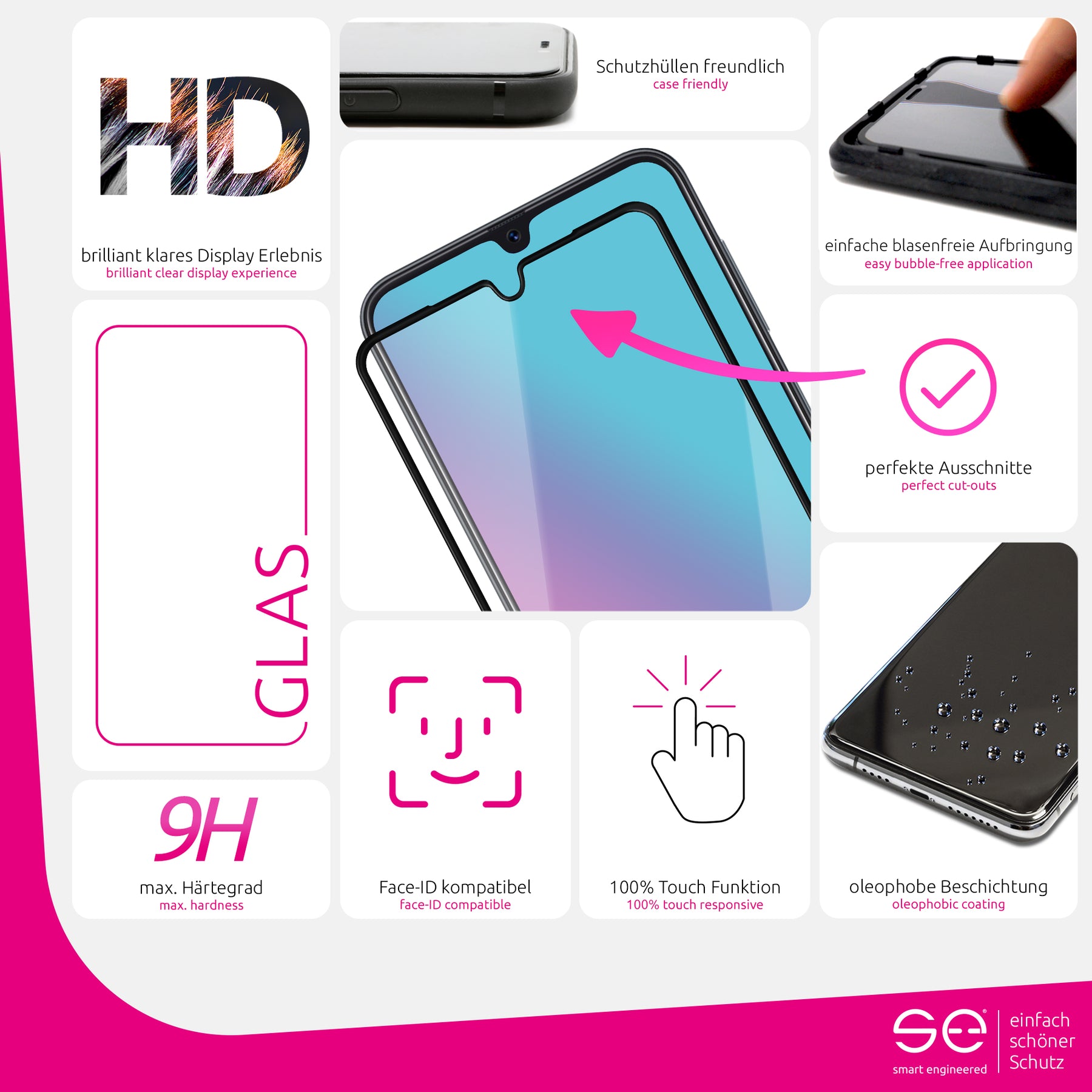2x se® 3D tempered glass Samsung Galaxy A30, Galaxy A30s