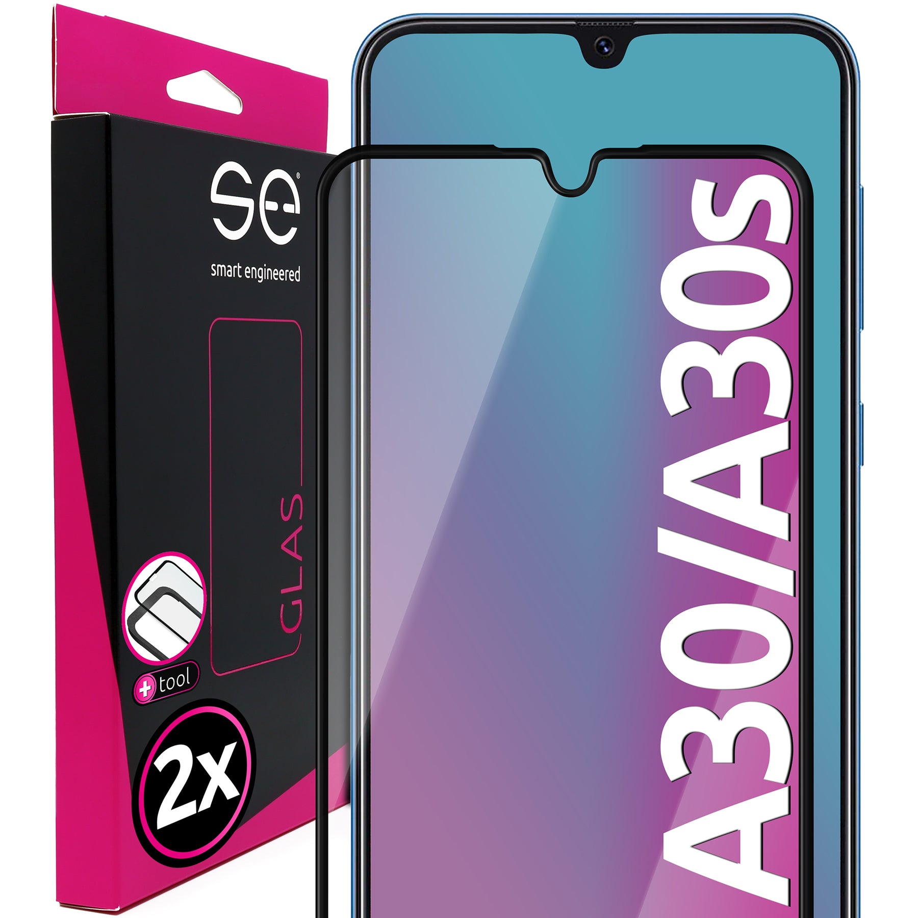 2x se® 3D tempered glass Samsung Galaxy A30, Galaxy A30s