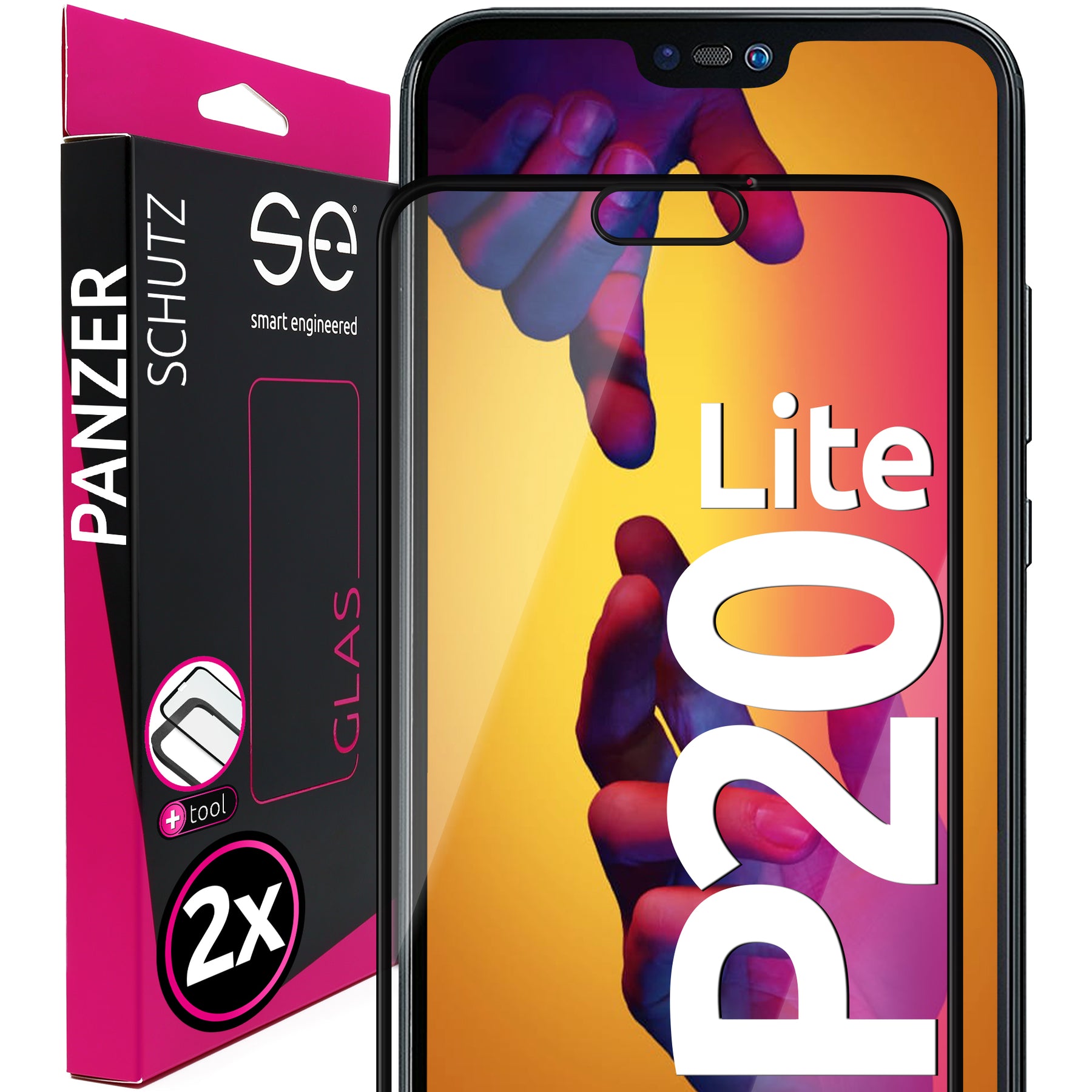 2x se® 3D tempered glass Huawei P20 Lite