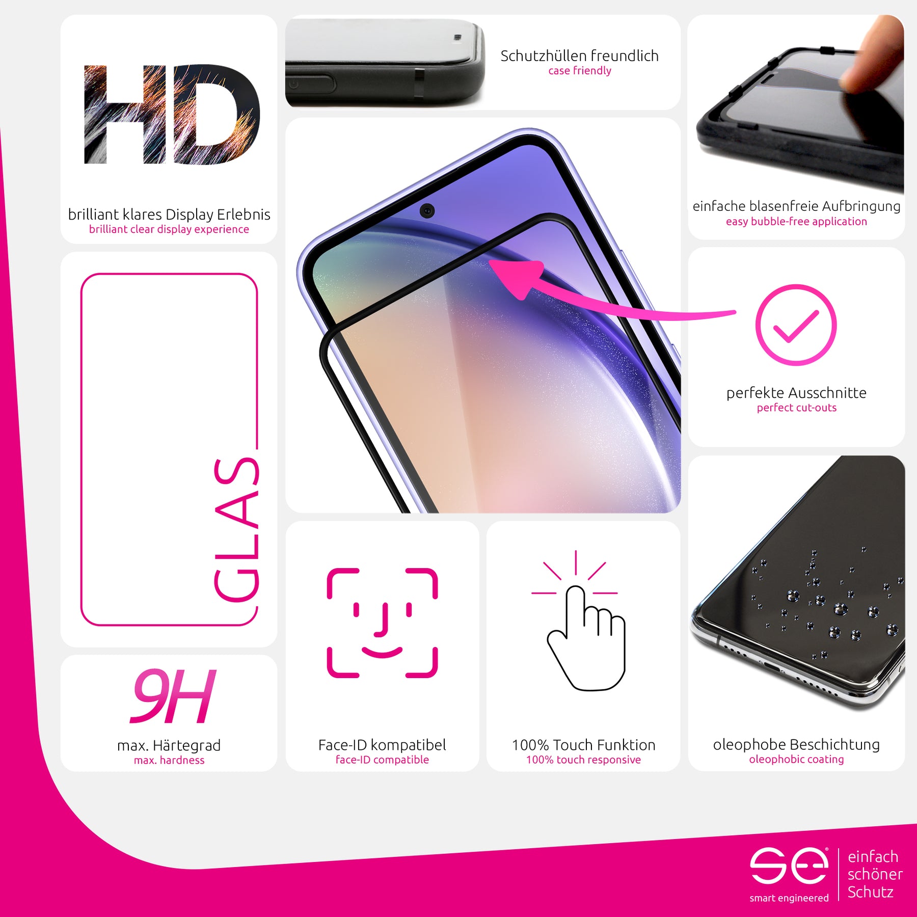 2x se® 3D tempered glass Samsung Galaxy A54