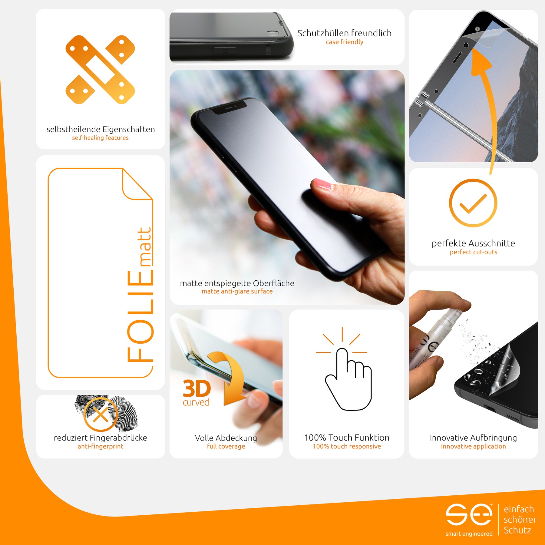 2x se® 3D Schutzfolie (entspiegelt) Microsoft Surface Duo