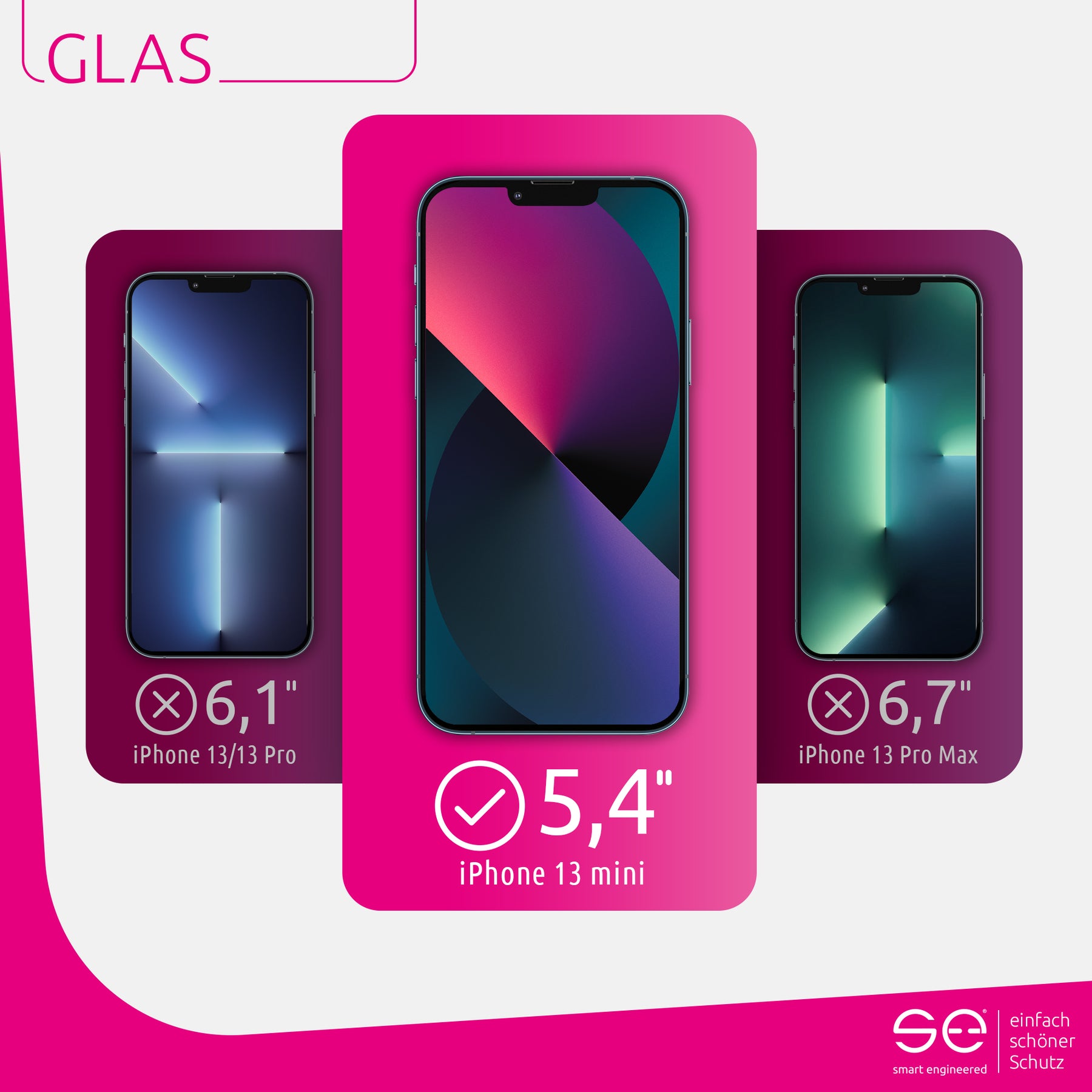 2x se® 3D tempered glass Apple iPhone 13 mini