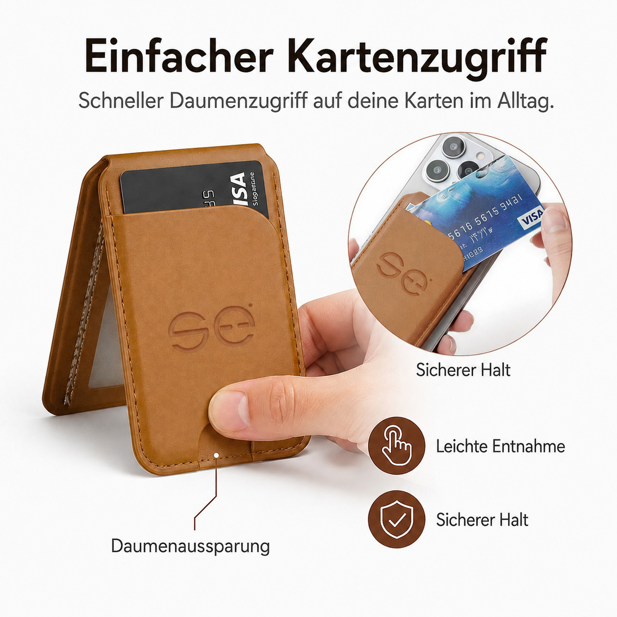 se® SNAPWALLET – Kartenhalter mit Standfunktion für MagSafe & Handys mit Magnetring