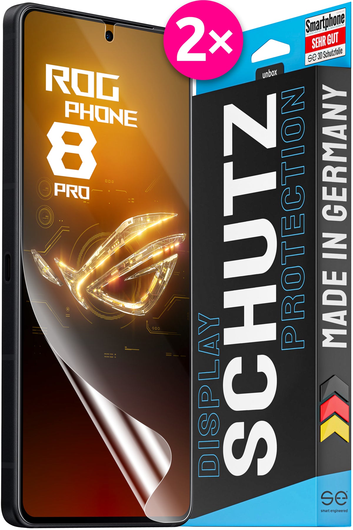 2x 3D Schutzfolie für das Asus ROG Phone 8 / 8 Pro (Transparent oder Matt)