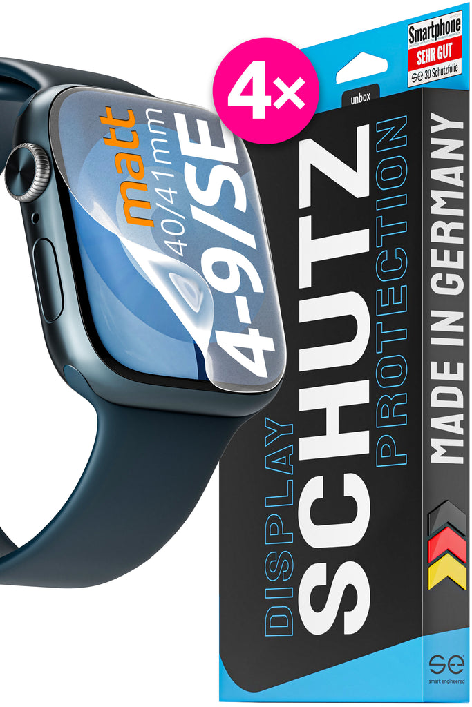 4x se® 3D Schutzfolie (entspiegelt) Apple Watch (Series 4 / 5 / 6 / 7 / 8 / 9 / SE) 40/41mm