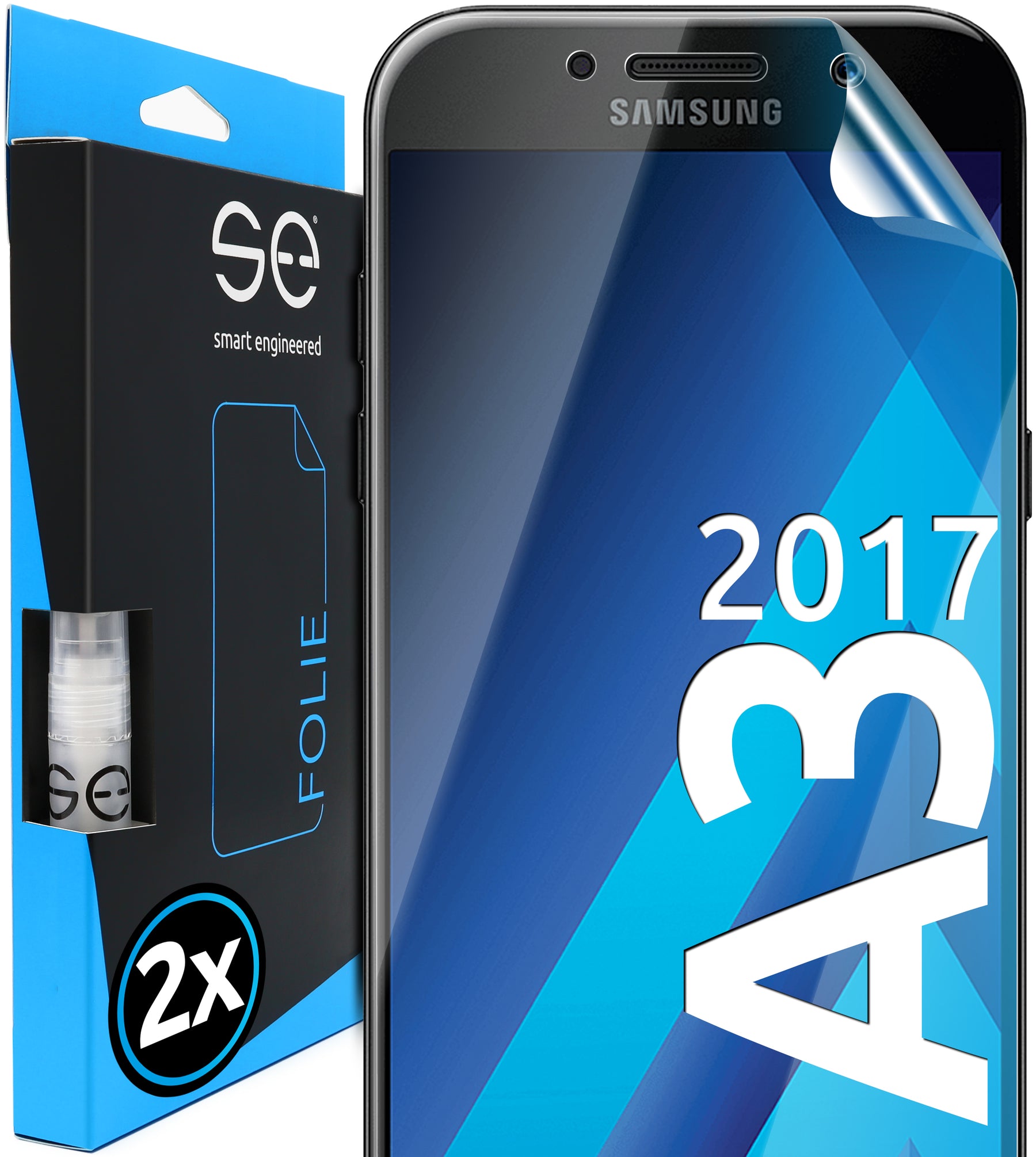 2x 3D Schutzfolie für das Samsung Galaxy A3 (2017) (Transparent, Matt oder Privacy)