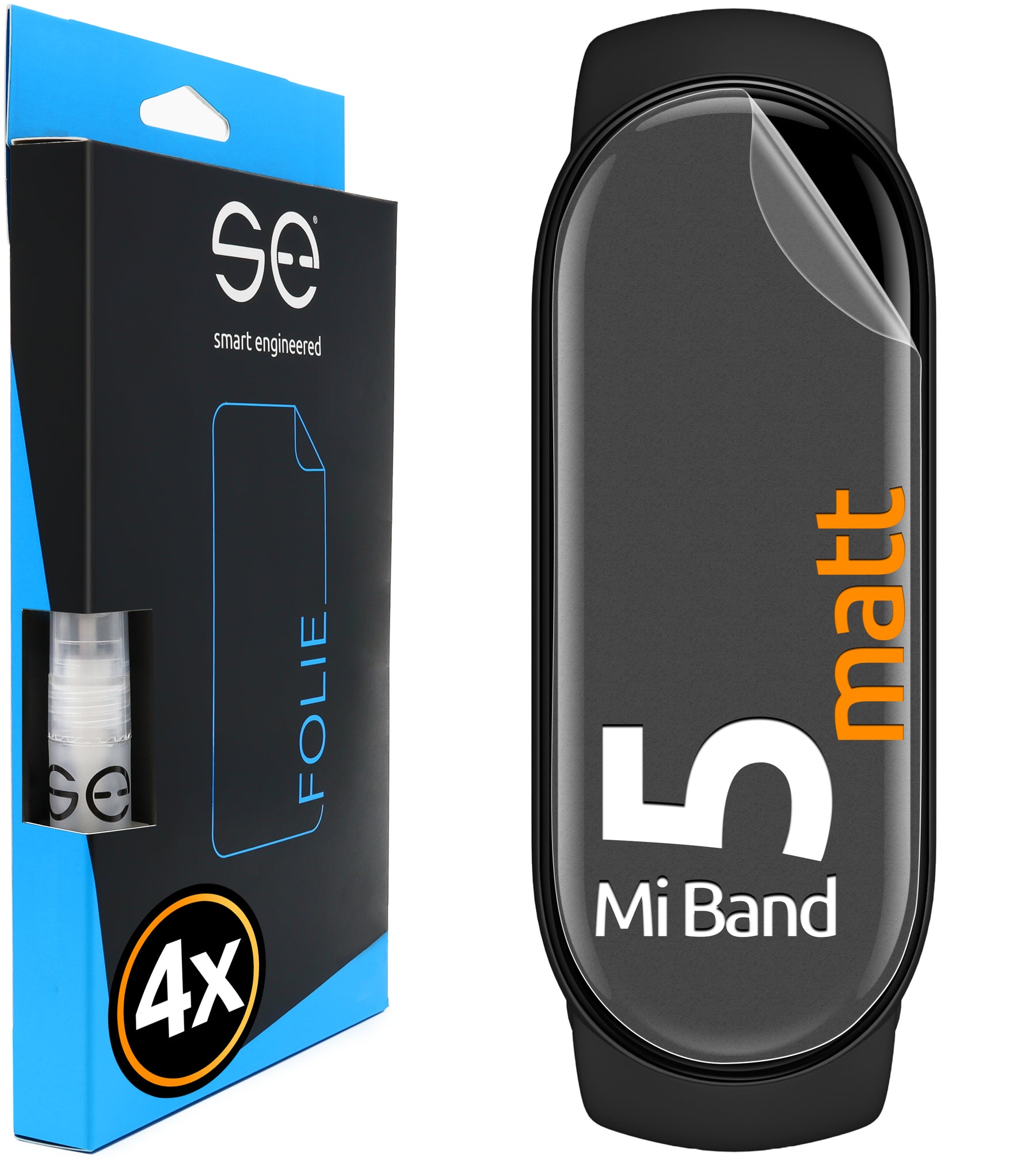 4x se® 3D Schutzfolie für das Xiaomi Mi Band 5 (Transparent oder Matt)