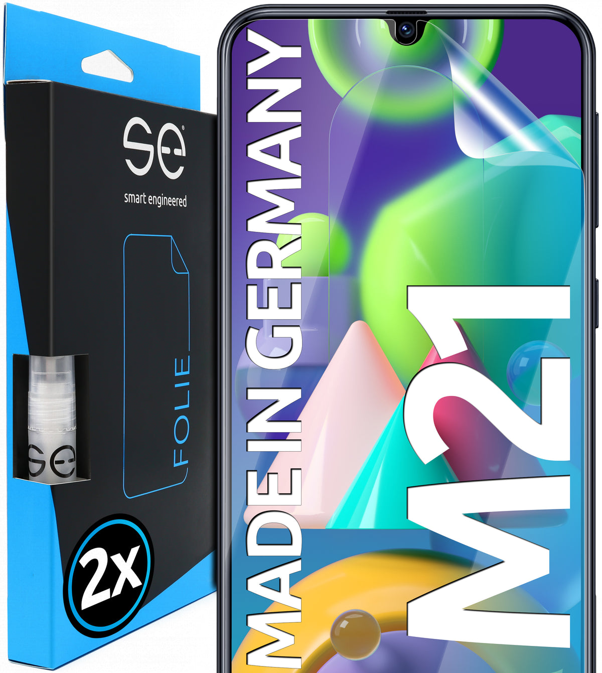 2x se® 3D Schutzfolie für das Samsung Galaxy M21 (Transparent, Matt oder Privacy)