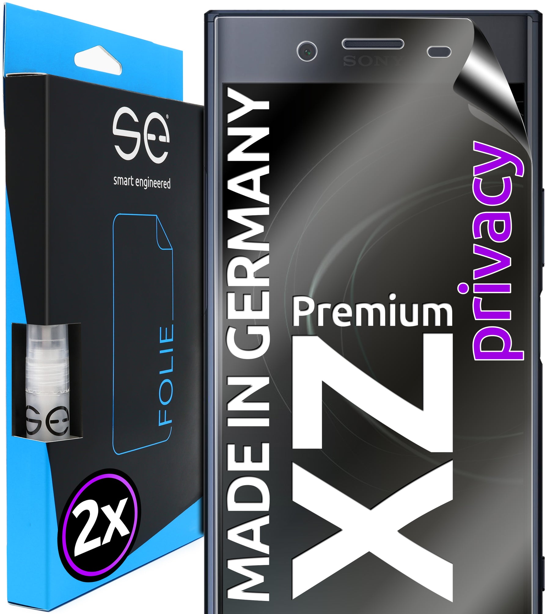 2x 3D Schutzfolie für das Sony Xperia XZ Premium (Transparent, Matt oder Privacy)