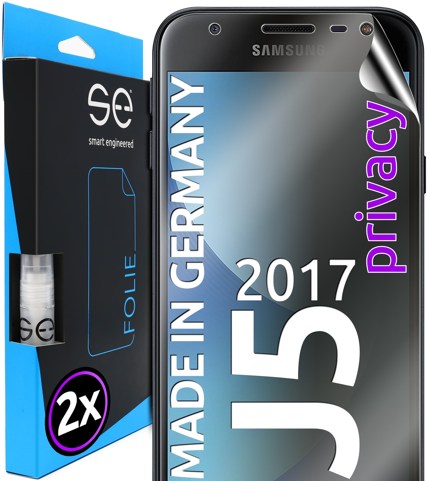 2x 3D Schutzfolie für die Samsung Galaxy J Serie (Transparent, Matt oder Privacy)