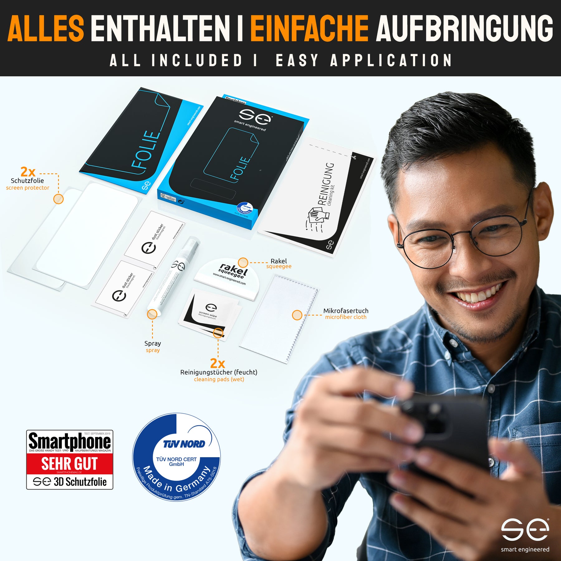 2x se® 3D Schutzfolie für das OPPO A74 5G (Transparent oder Matt)