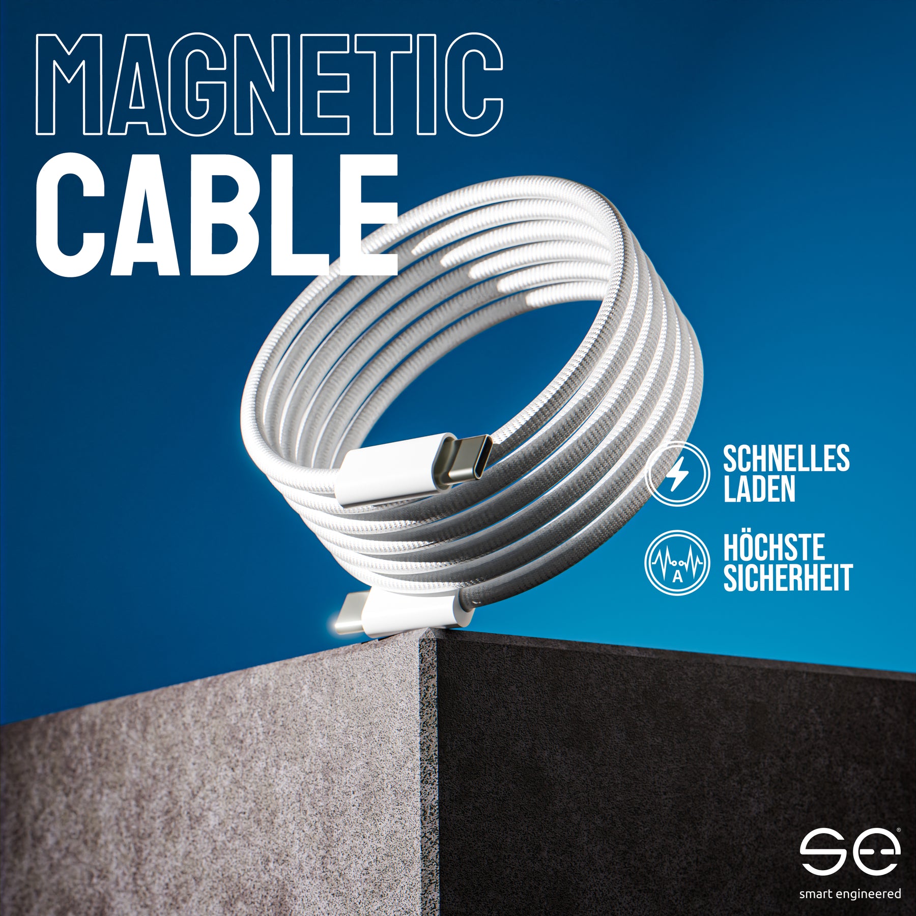 se® MAGNETIC USB-C auf USB-C 60W Ladekabel – 1 Meter