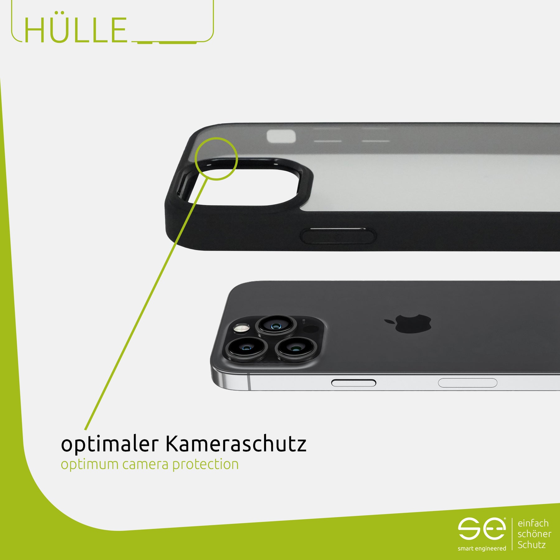 se® Hard-Cover Schutzhülle für die Apple iPhone 15 Serie (matt-schwarz)