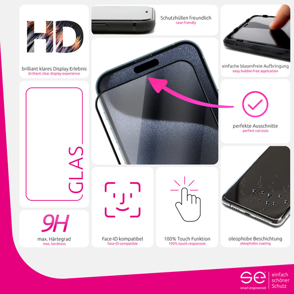 2x se® 3D Schutzglas Apple iPhone 15 Pro